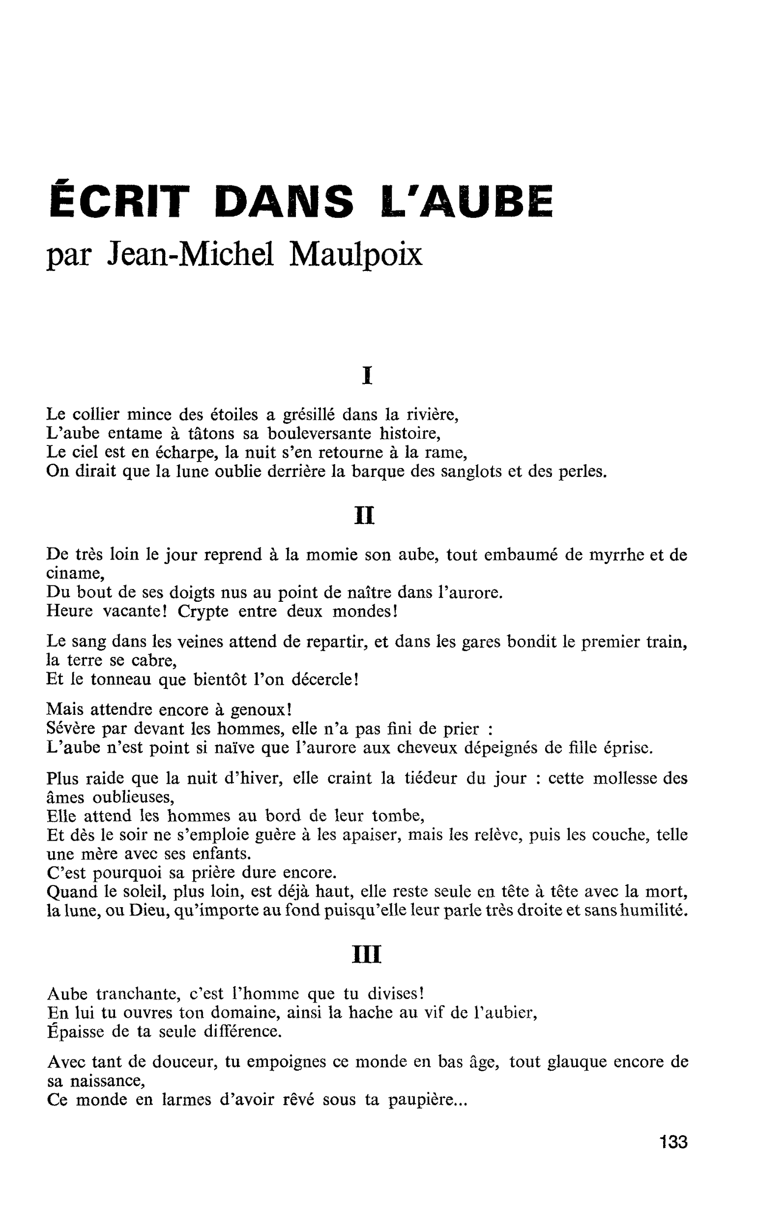 ÉCRIT DANS L’AUBE