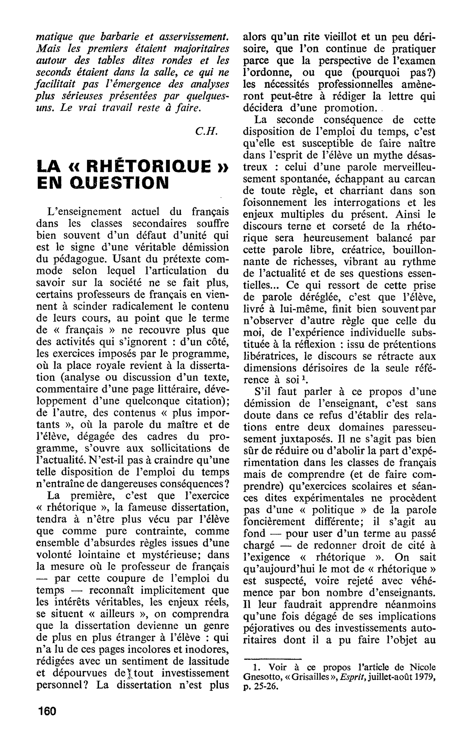 LA « RHÉTORIQUE » EN QUESTION