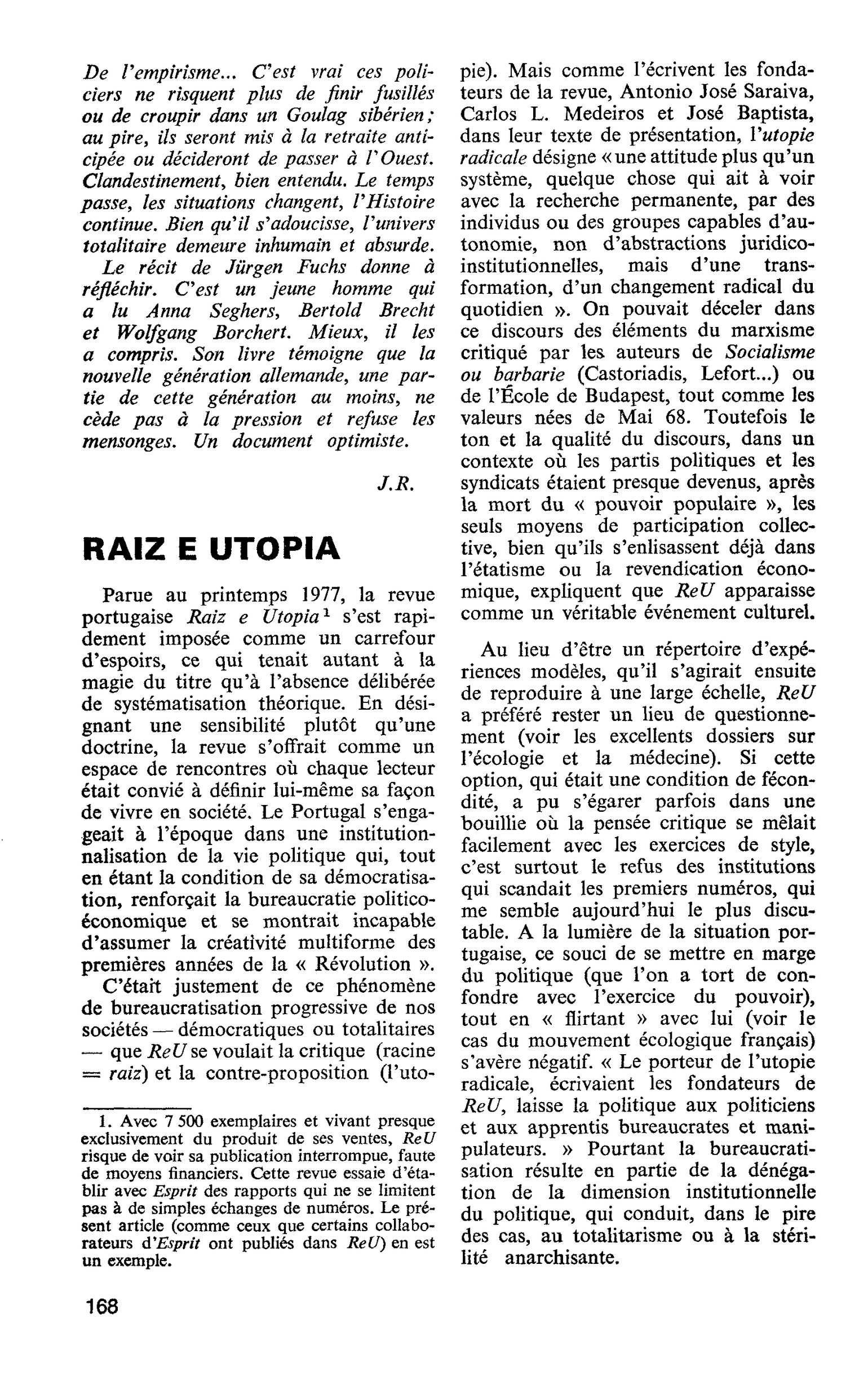 RAIZ E UTOPIA
