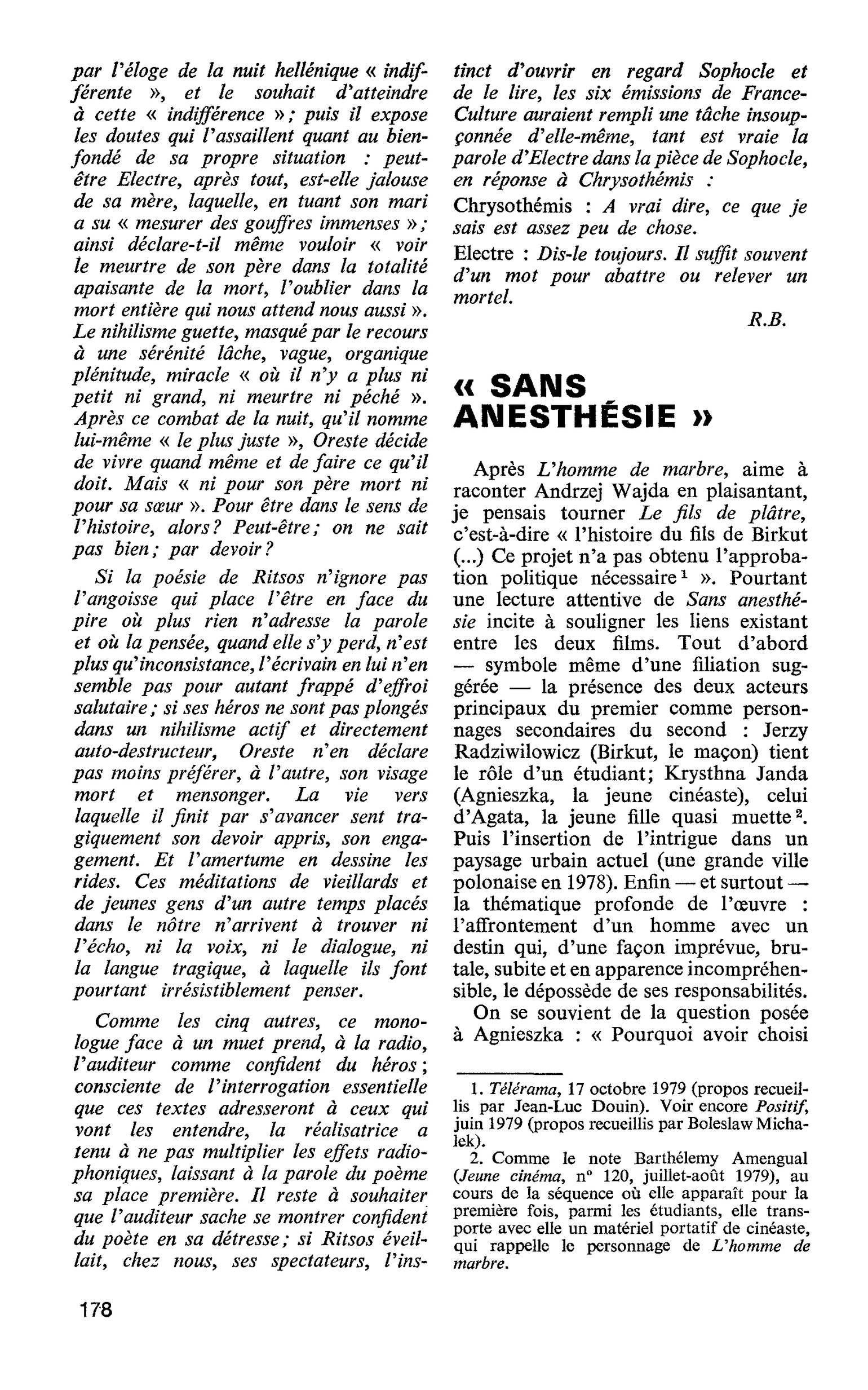 « SANS ANESTHÉSIE »