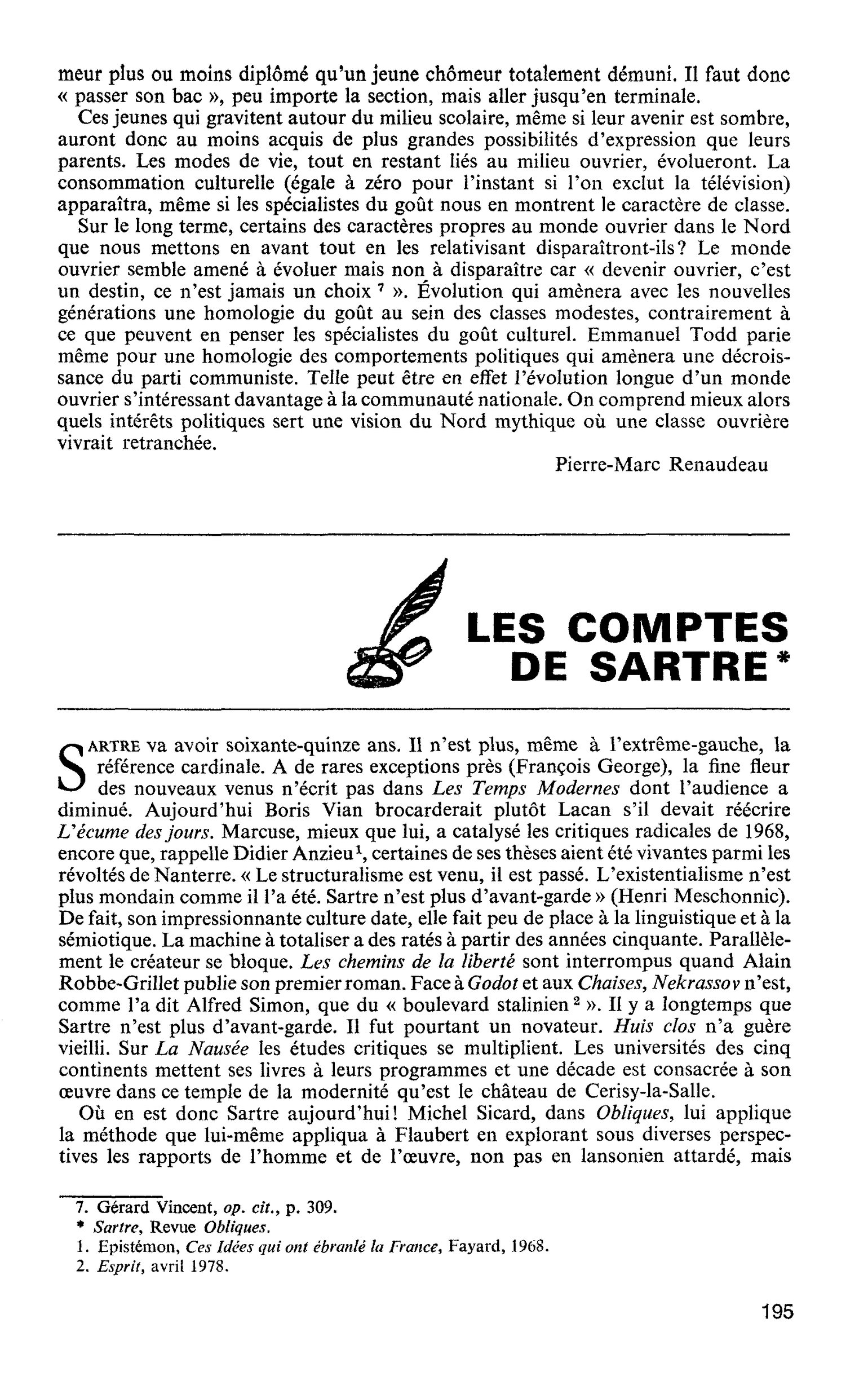 LES COMPTES DE SARTRE