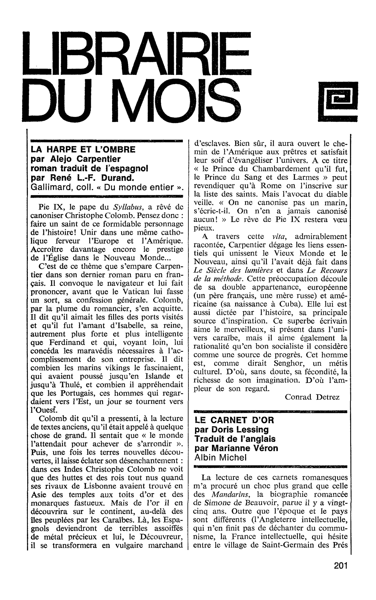 LE CARNET D’OR par Doris Lessing