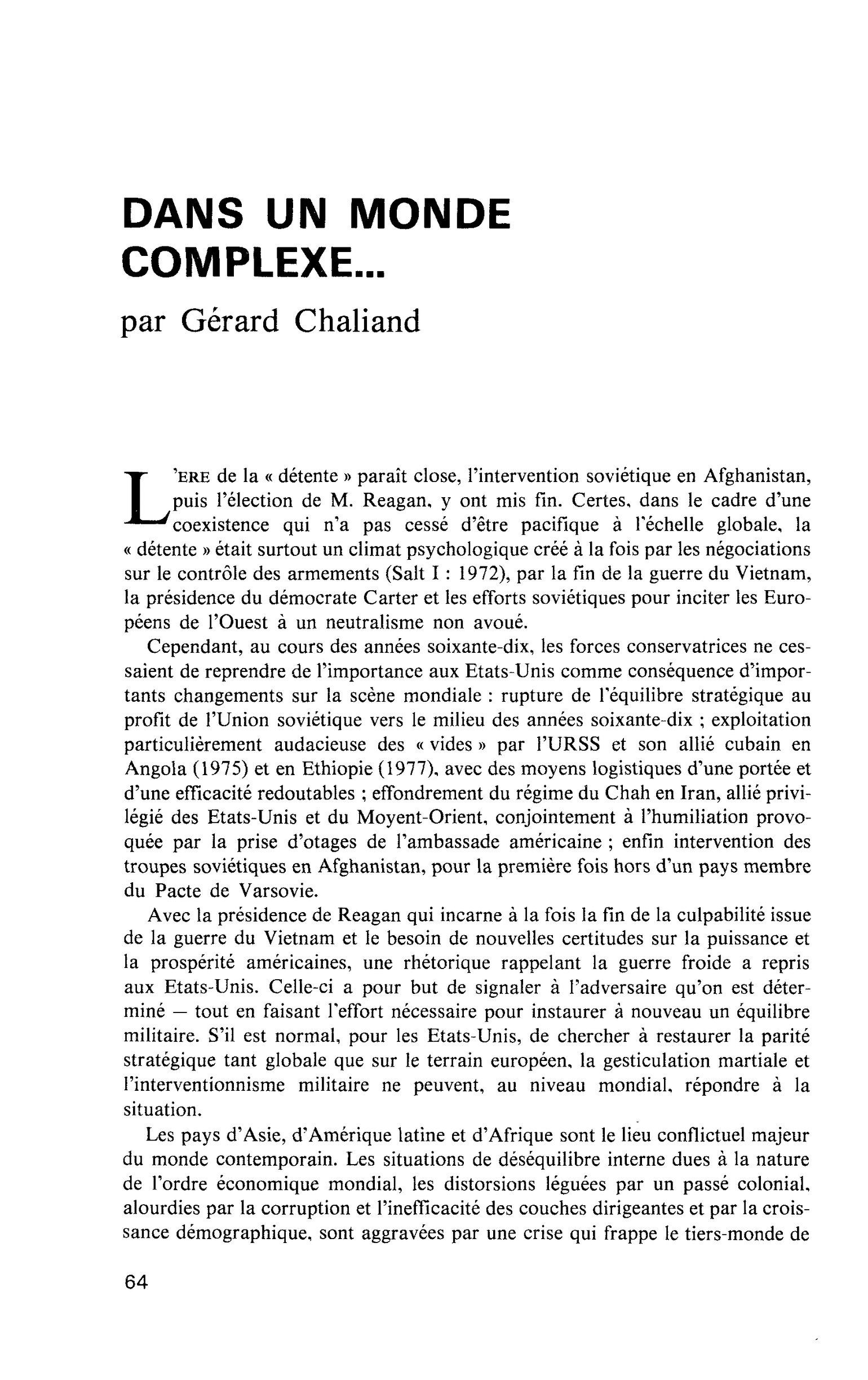 DAIMS UN MONDE COMPLEXE…
