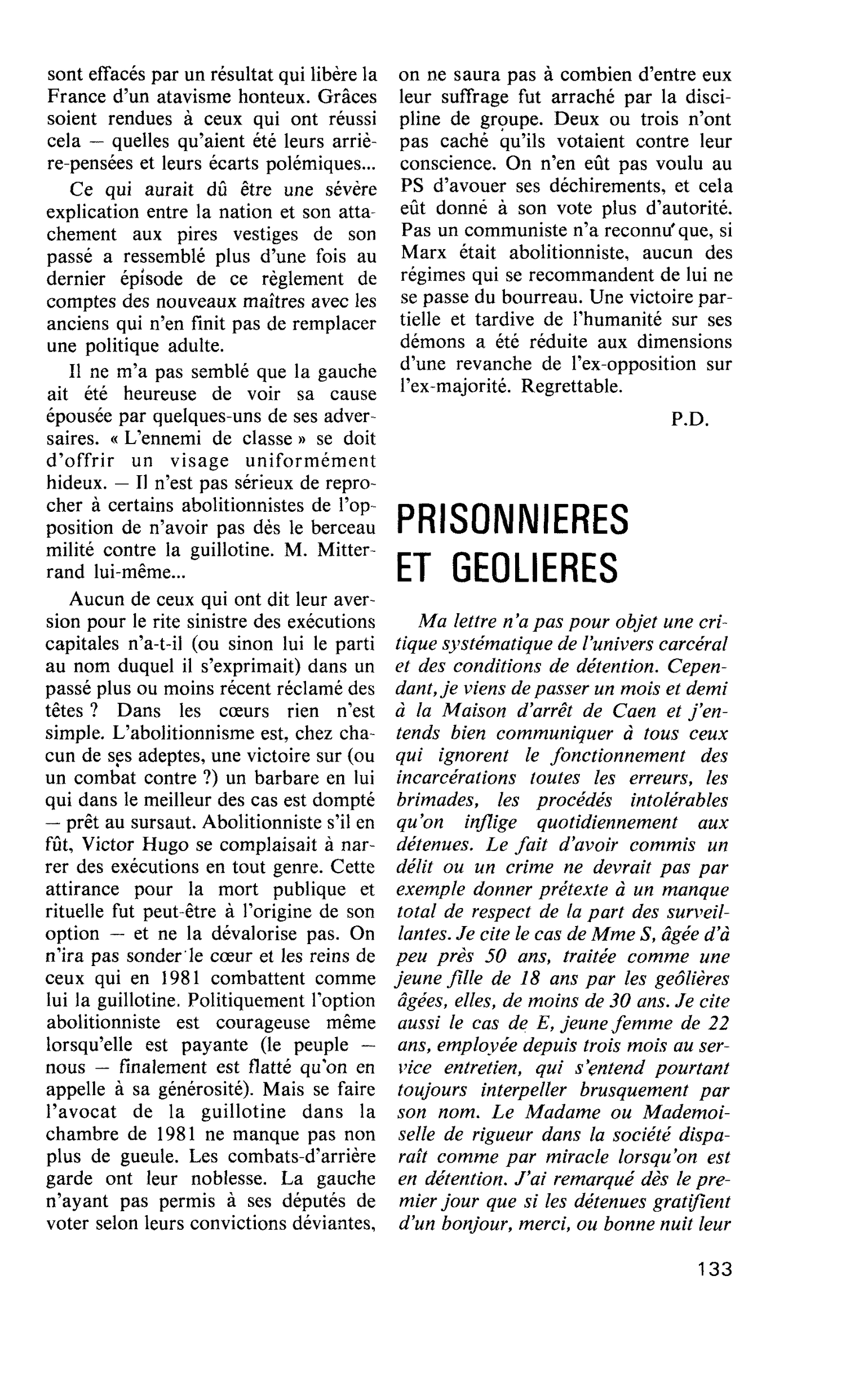 PRISONNIERES ET GEOLIERES