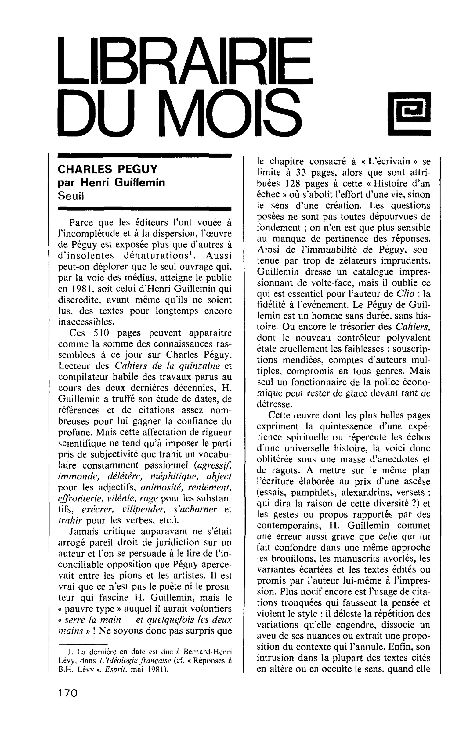 CHARLES PEGUY par Henri Guillemin
