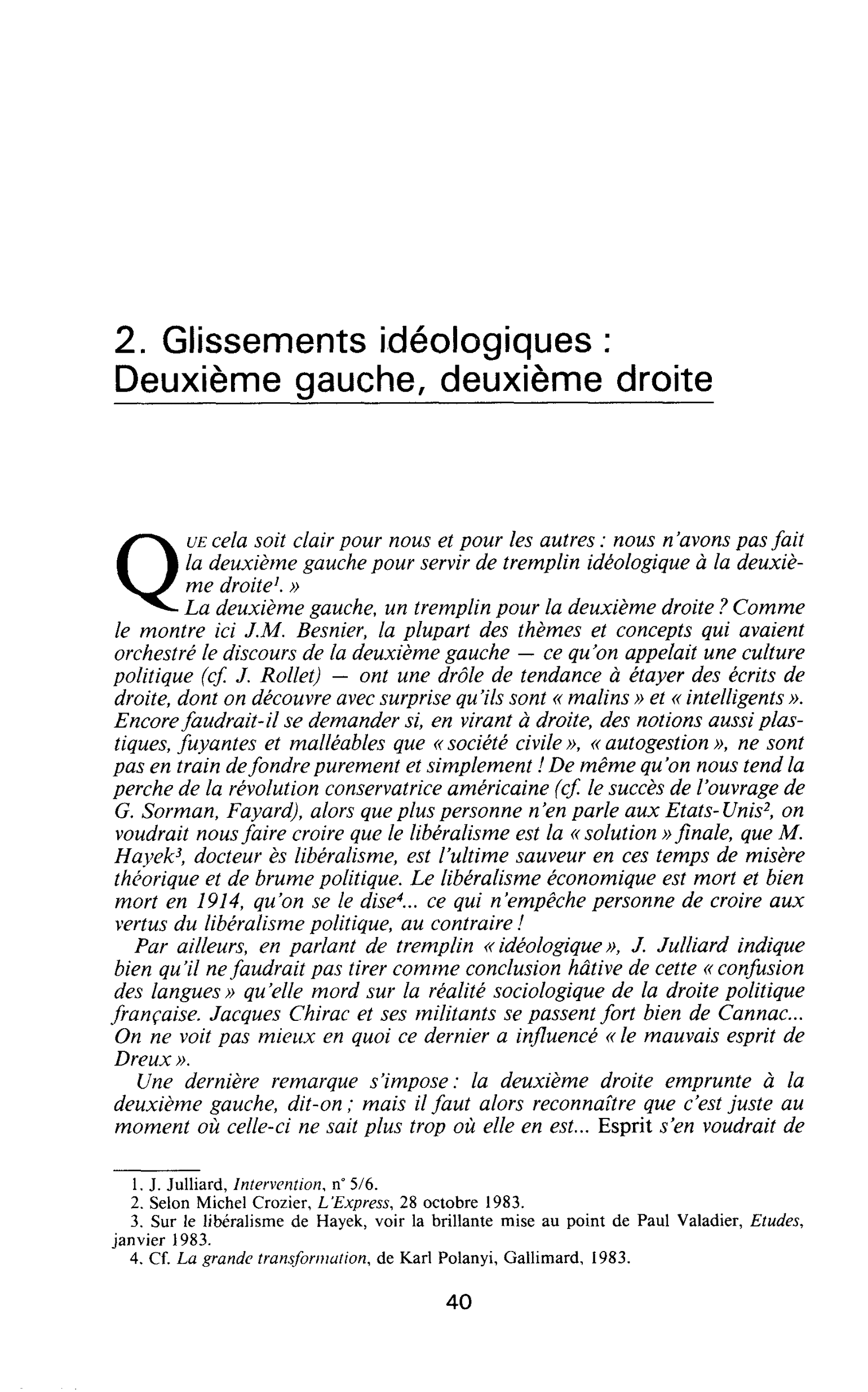2. Glissements idéologiques : Deuxième gauche, deuxième droite