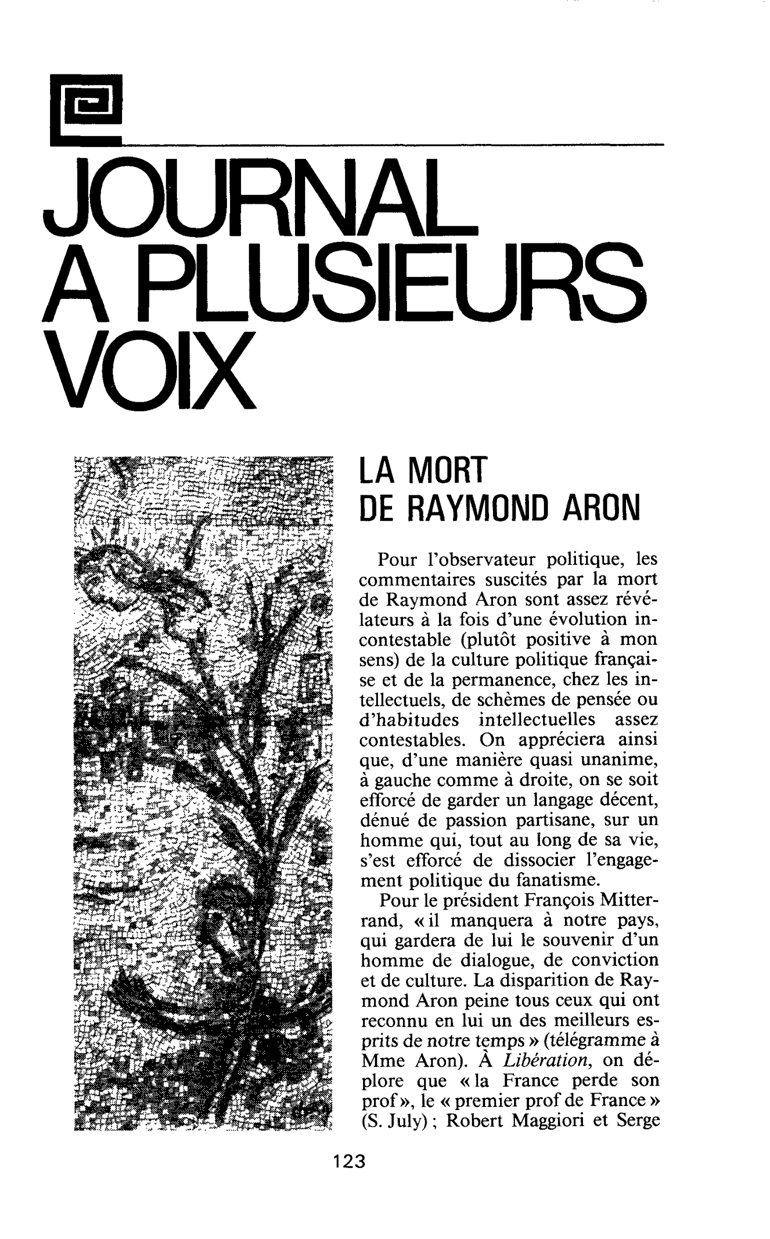 LA MORT DE RAYMOND ARON