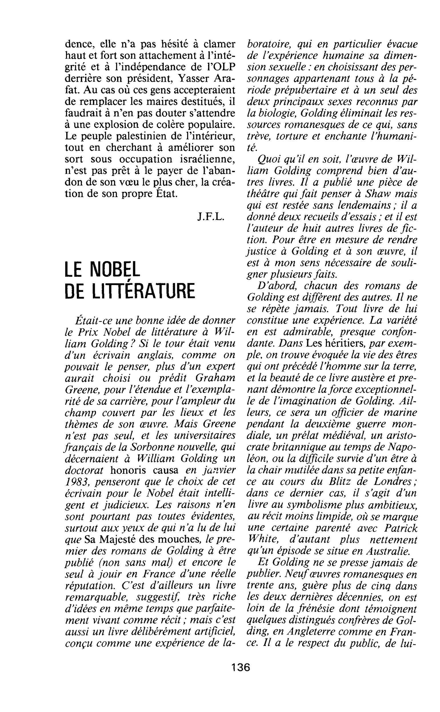 LE NOBEL DE LITTÉRATURE