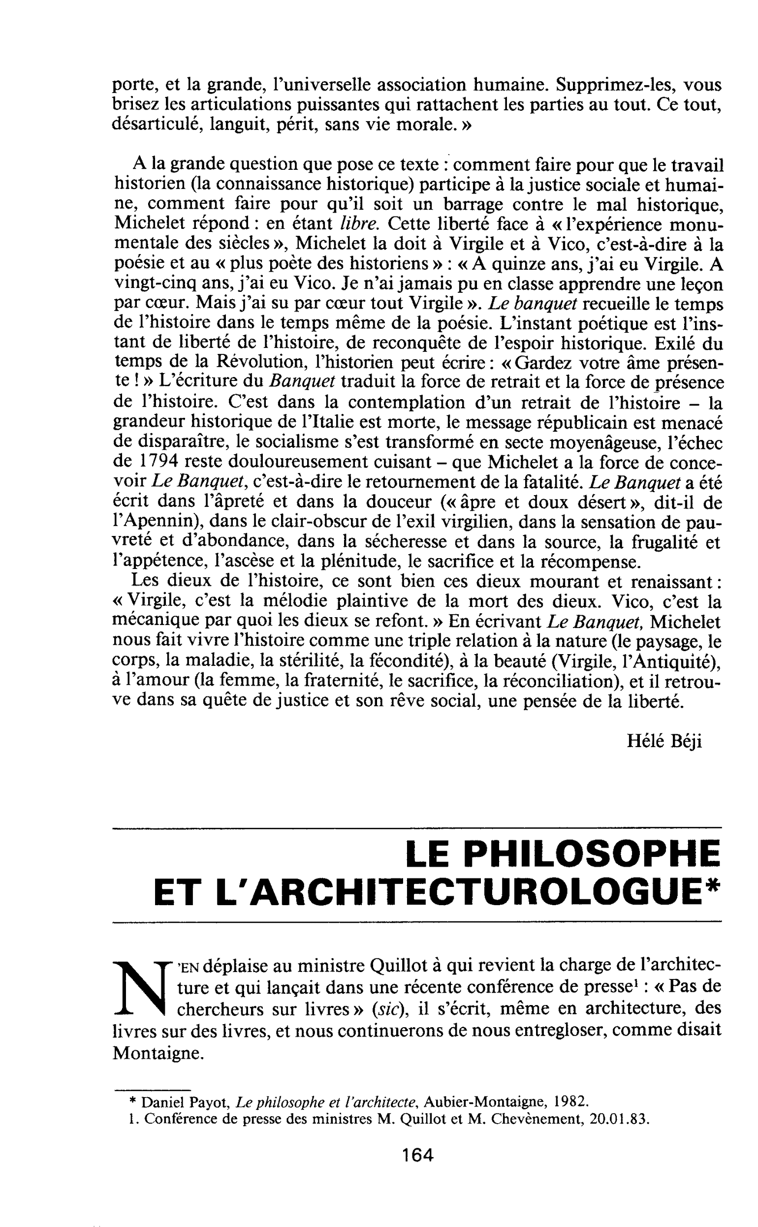 LE PHILOSOPHE ET L’ARCHITECTUROLOGUE