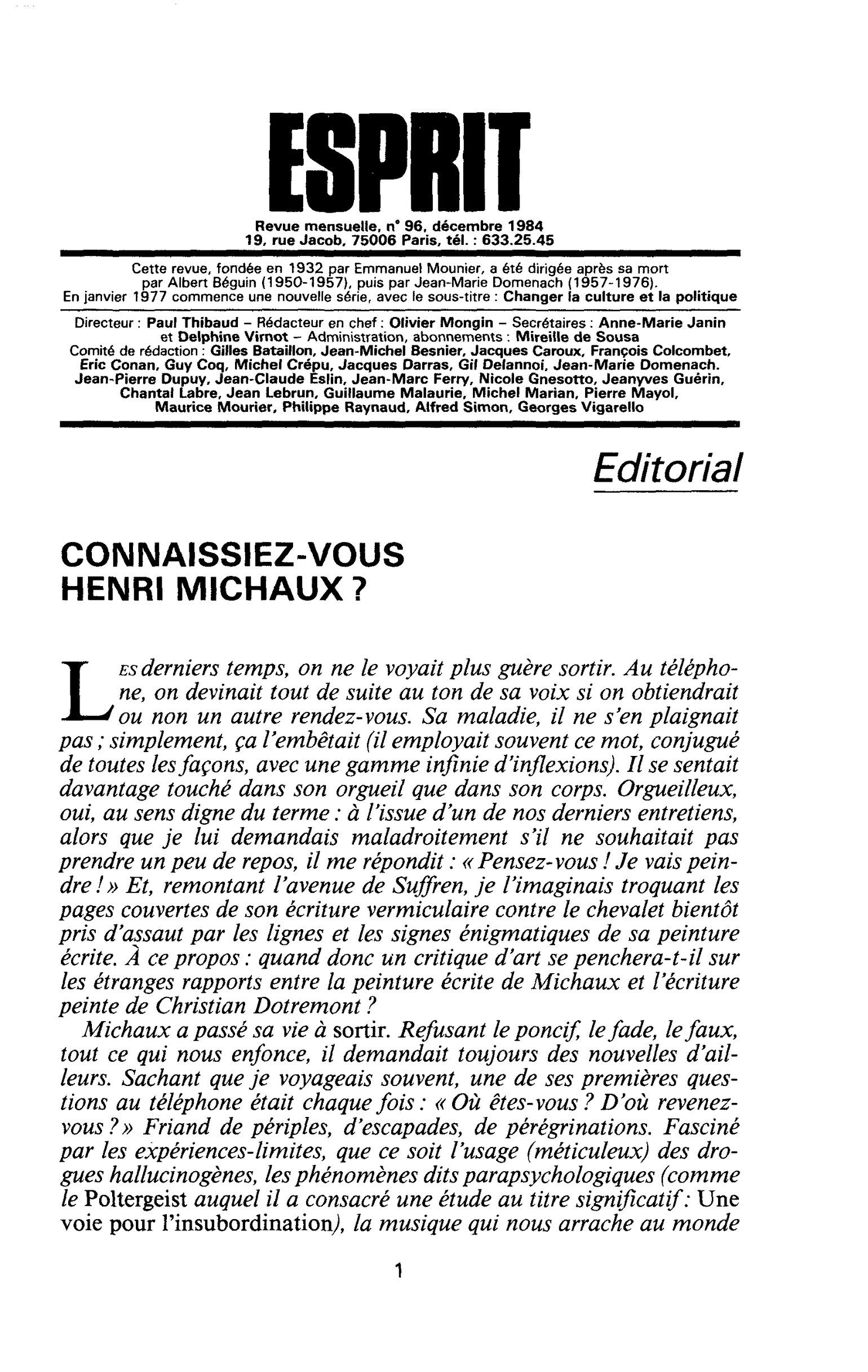 CONNAISSIEZ-VOUS HENRI MICHAUX ?