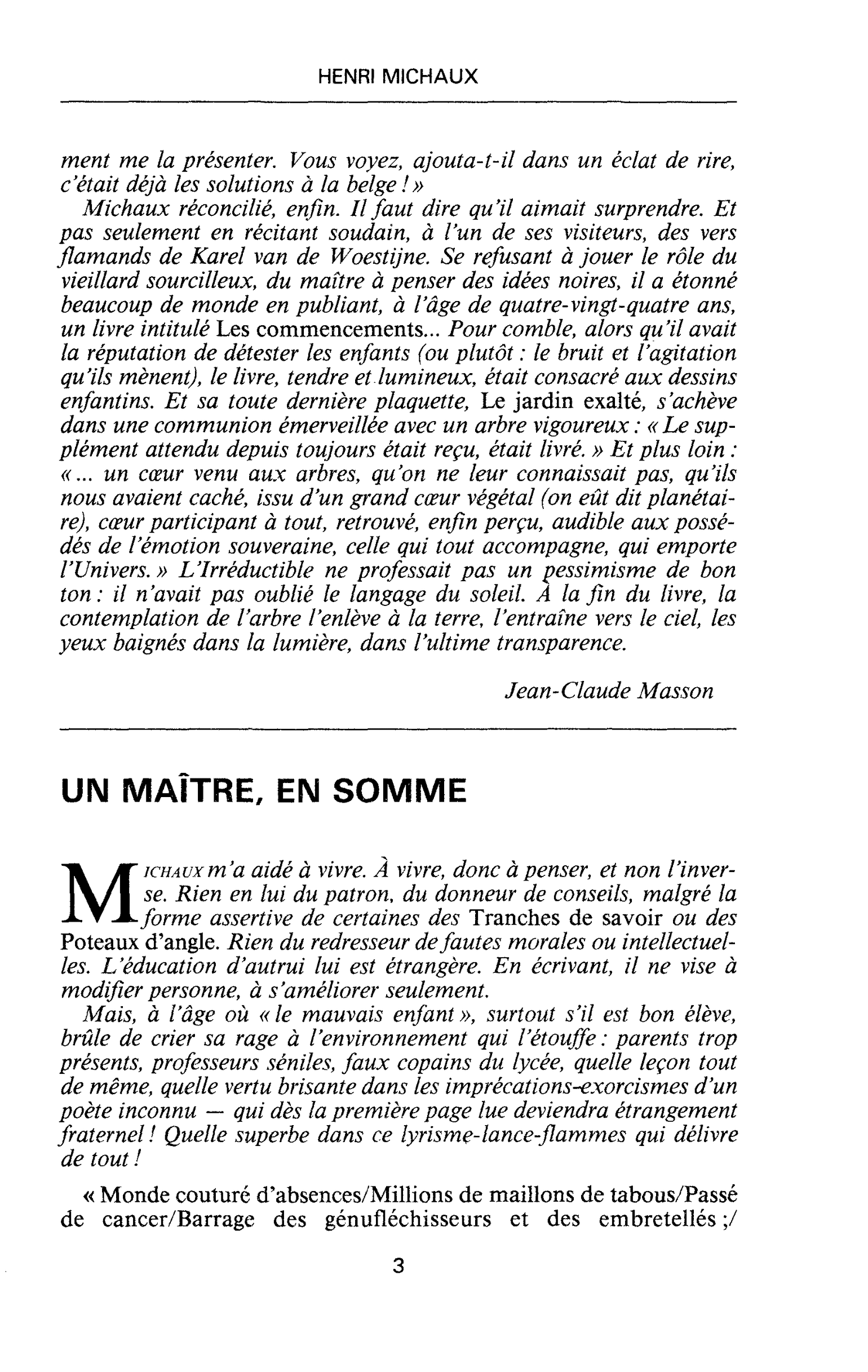 UN MAÎTRE, EN SOMME
