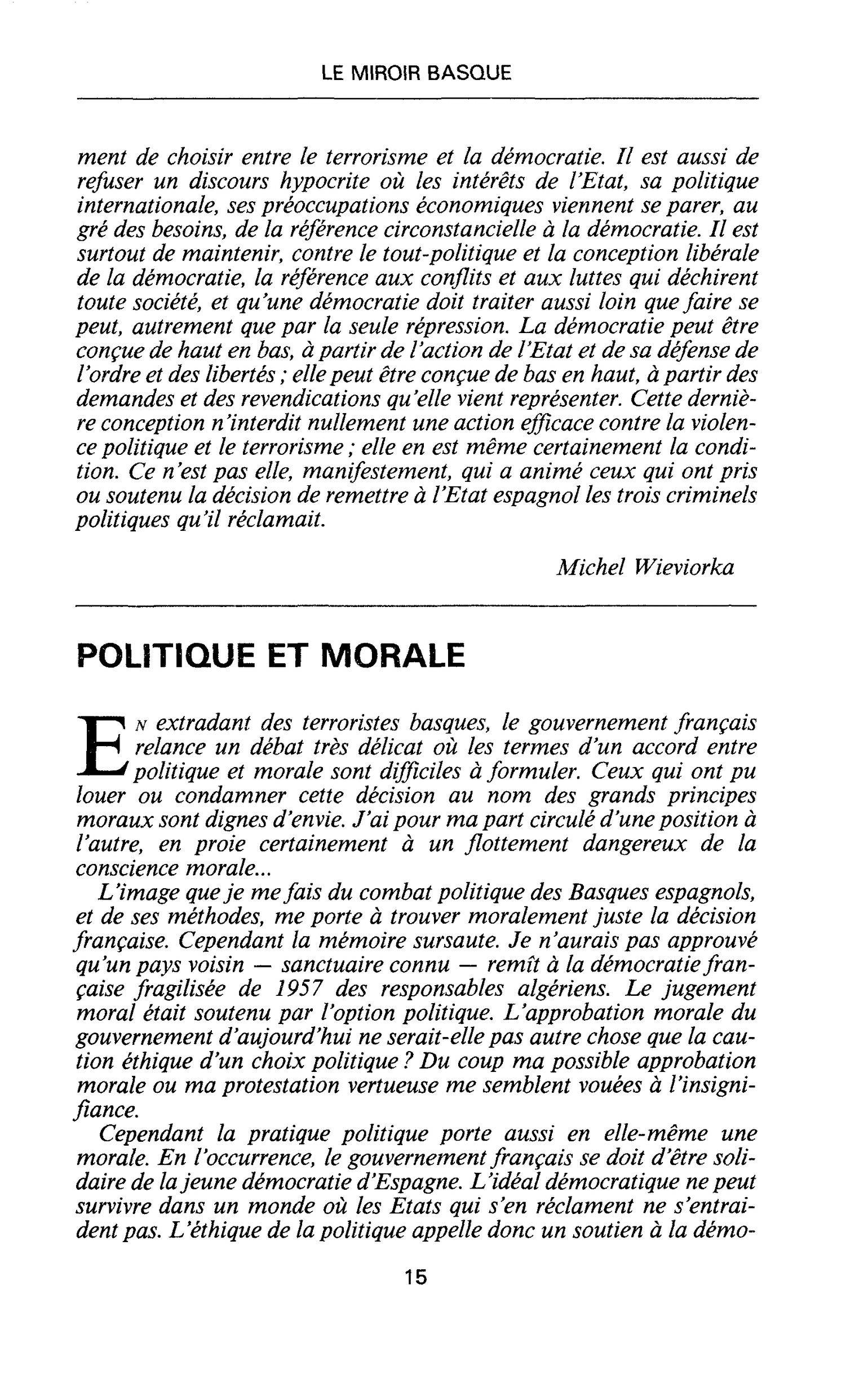 POLITIQUE ET MORALE