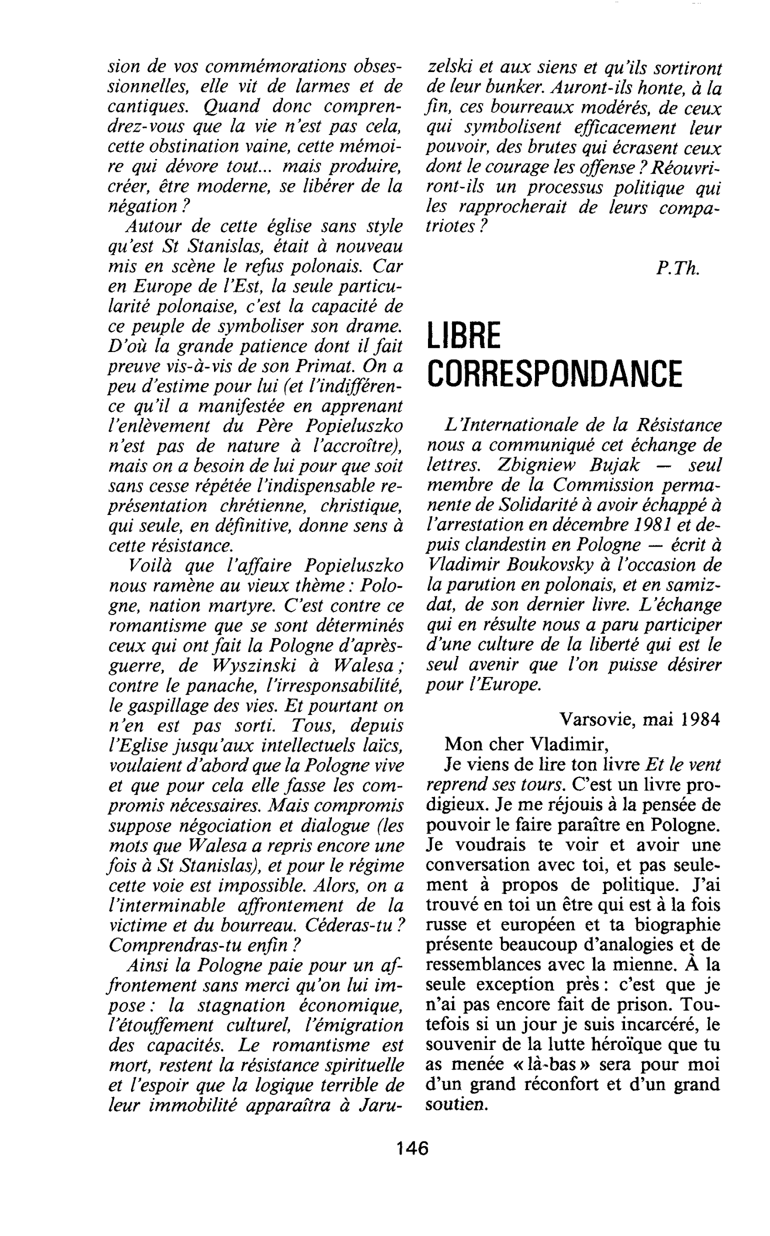 LIBRE CORRESPONDANCE