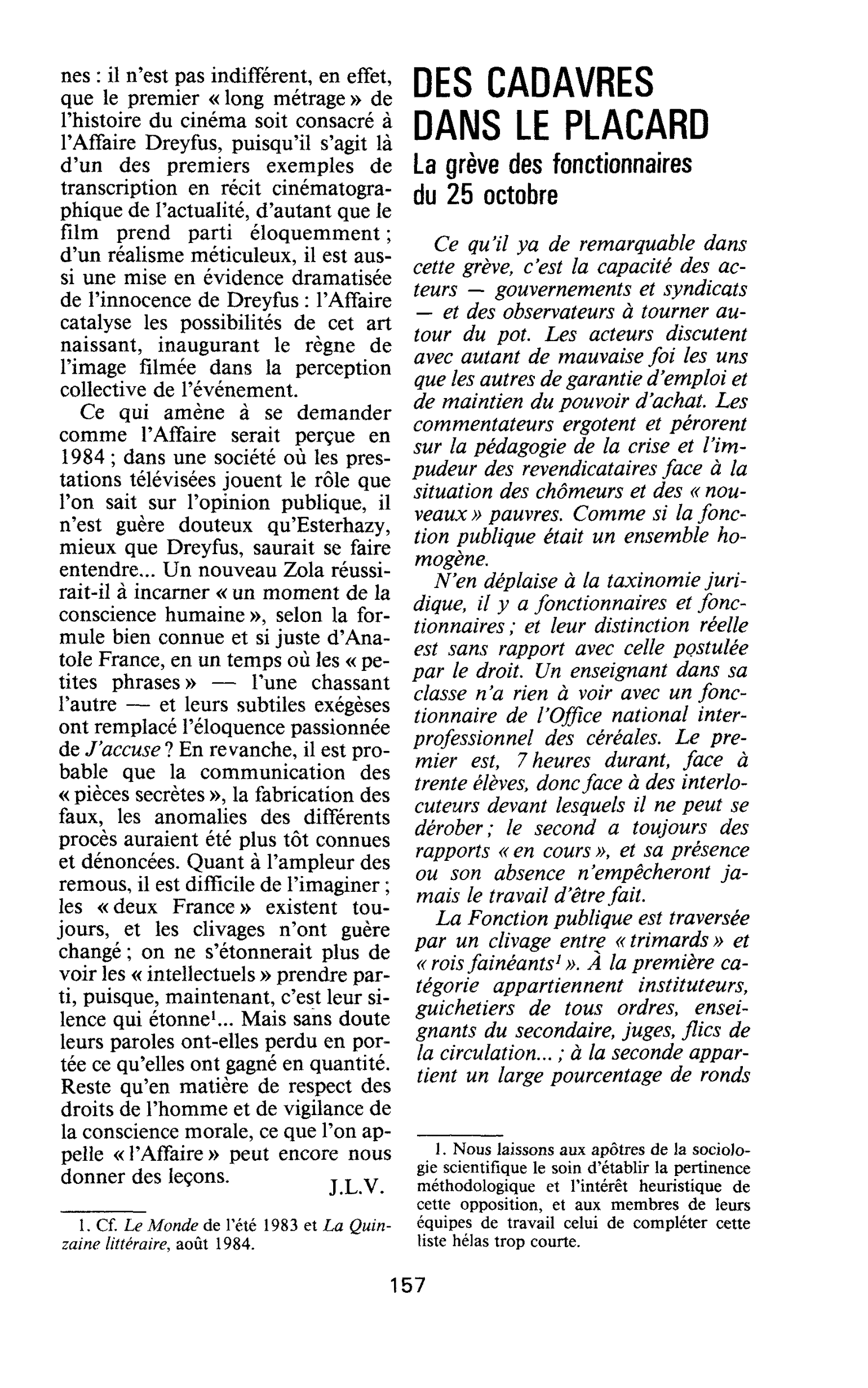 DES CADAVRES DANS LE PLACARD. La grève des fonctionnaires du 25 octobre