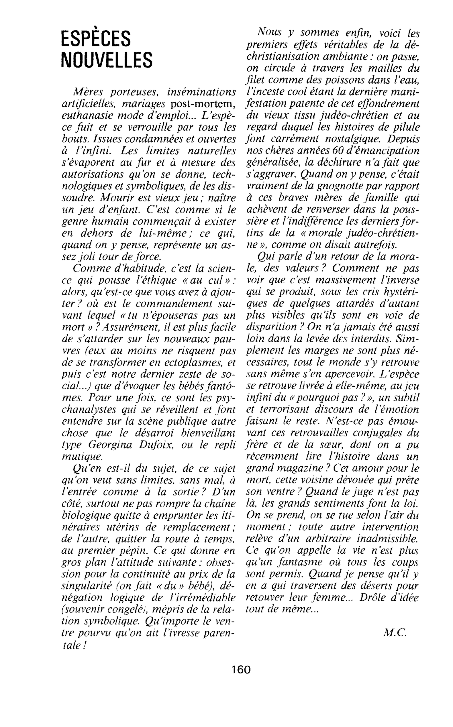 ESPÈCES NOUVELLES
