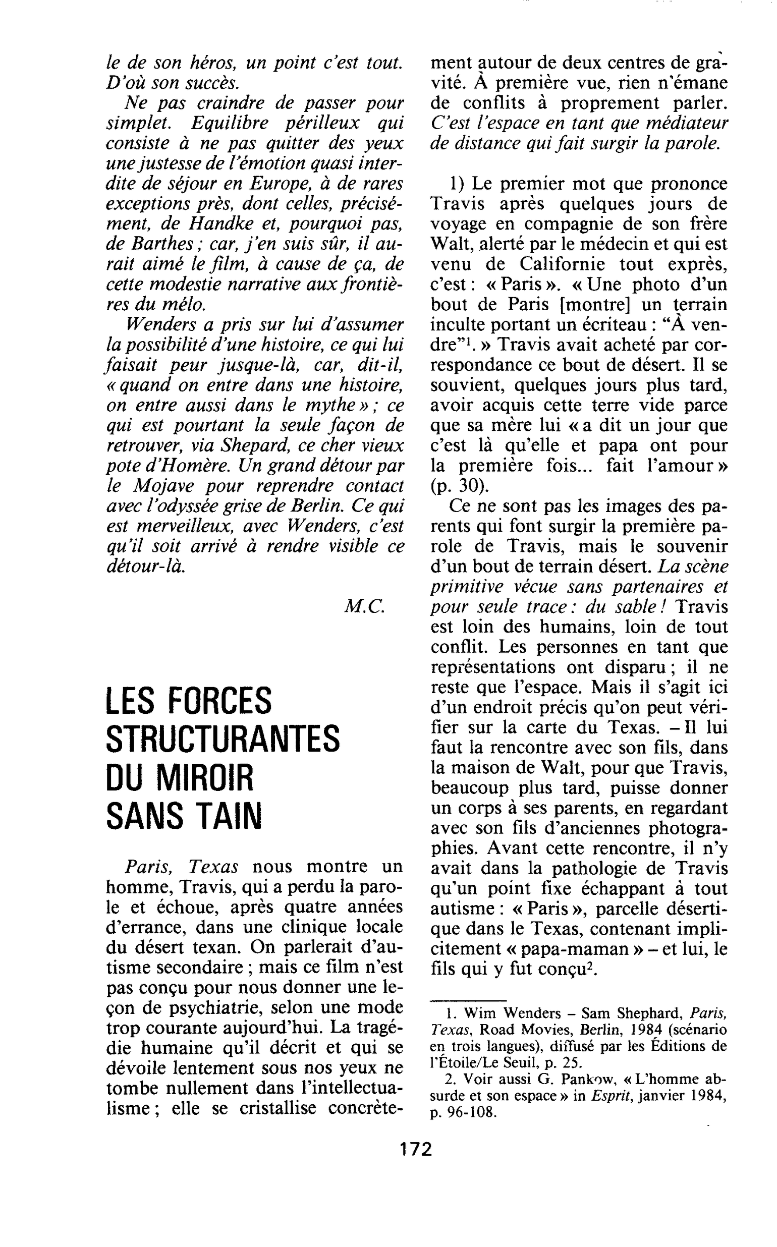 LES FORCES STRUCTURANTES DU MIROIR SANS TAIN