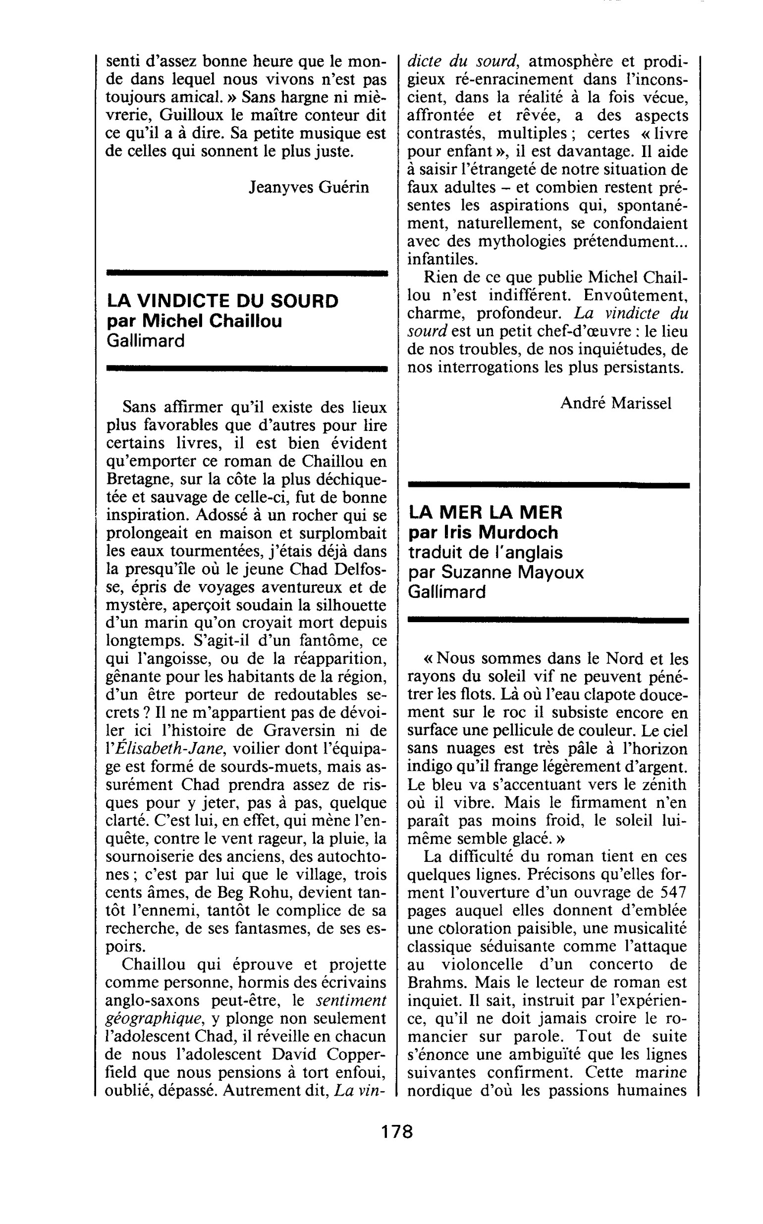 LA VINDICTE DU SOURD par Michel Chaillou