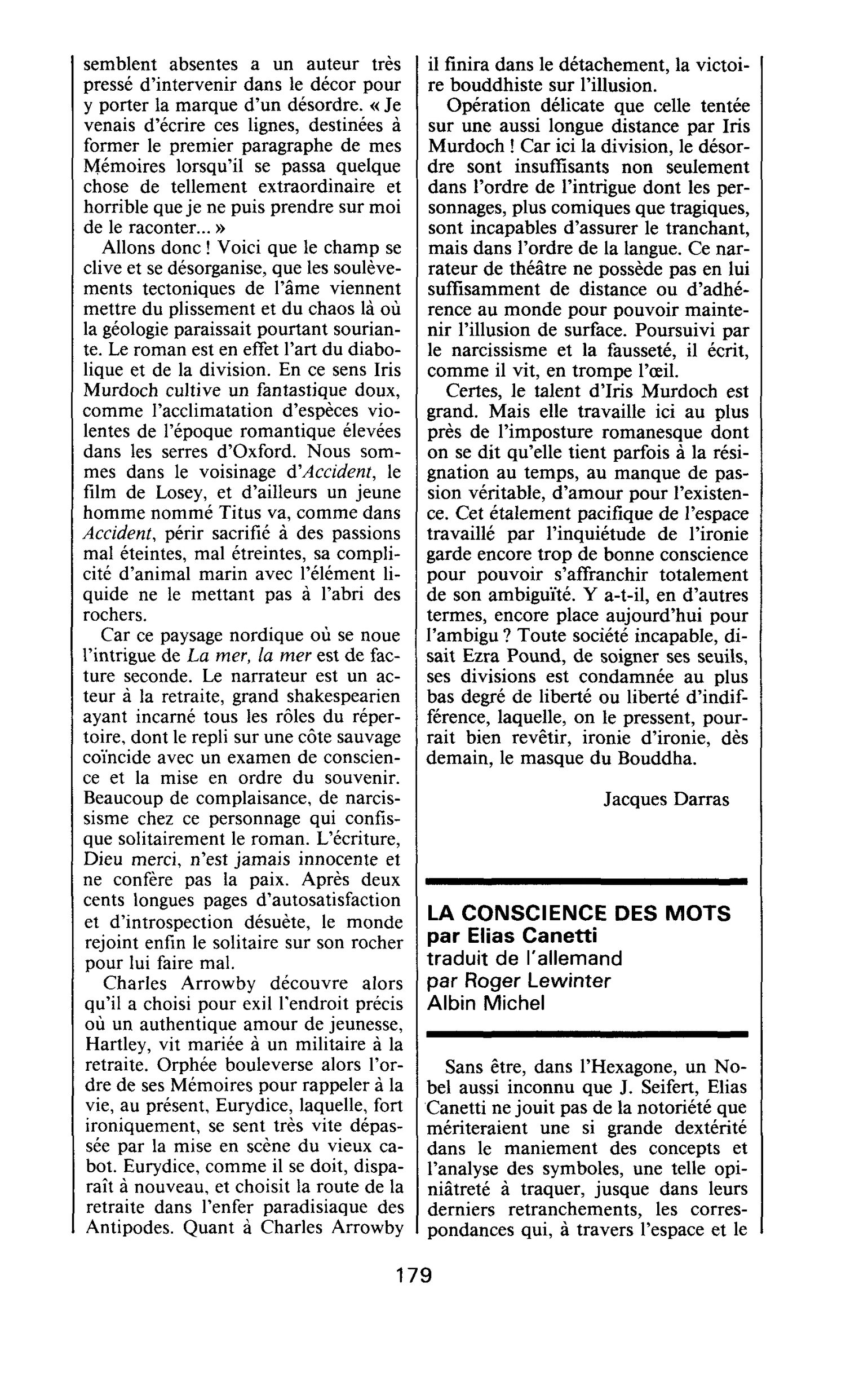 LA CONSCIENCE DES MOTS par Elias Canetti