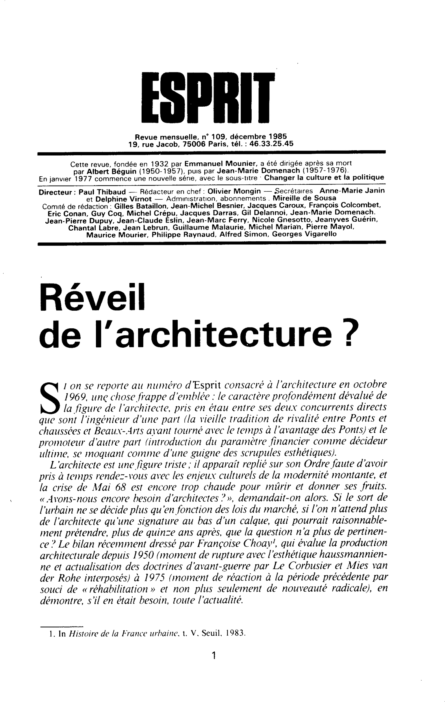 Réveil de l’architecture ?