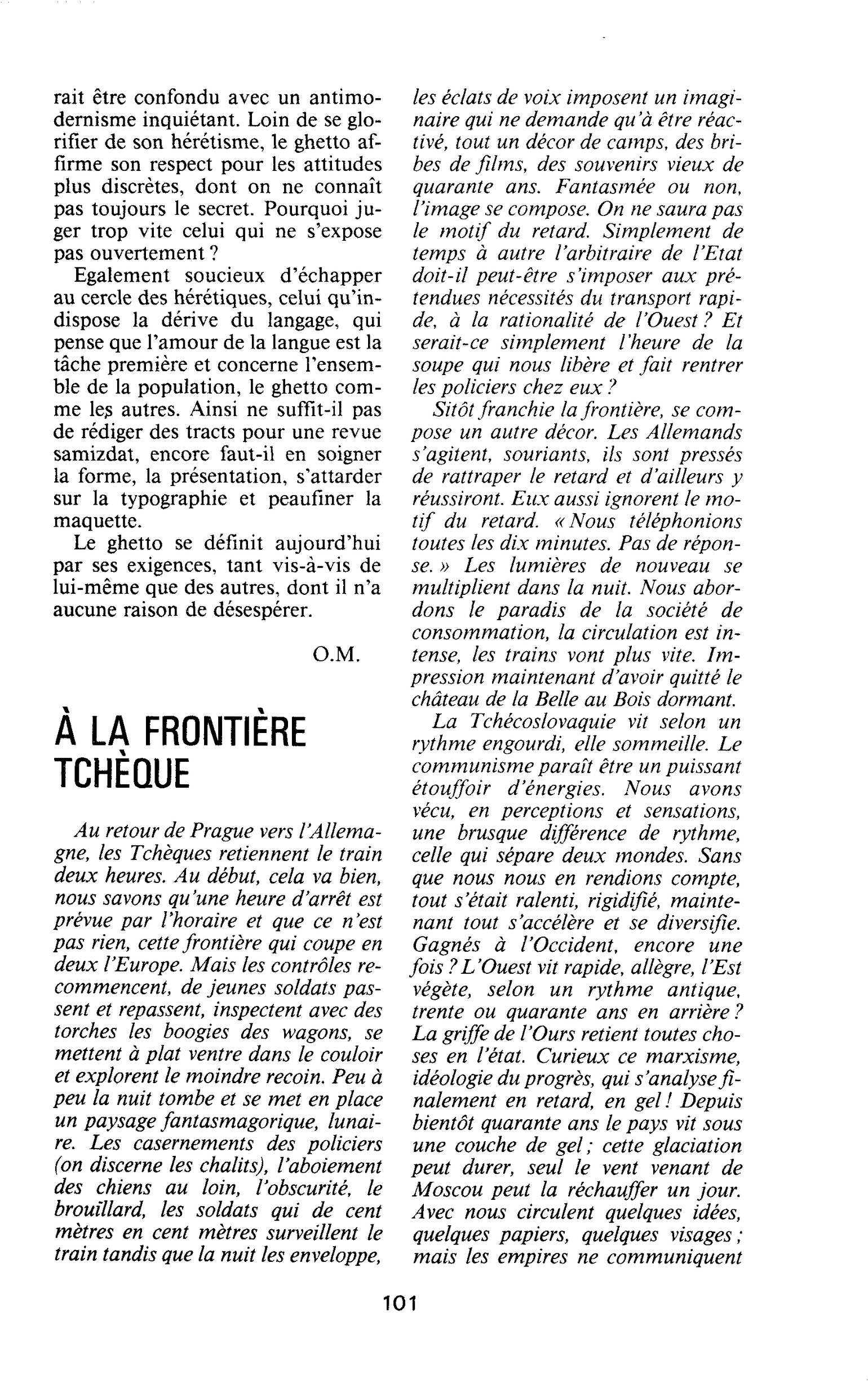 A LA FRONTIERE TCHÈQUE
