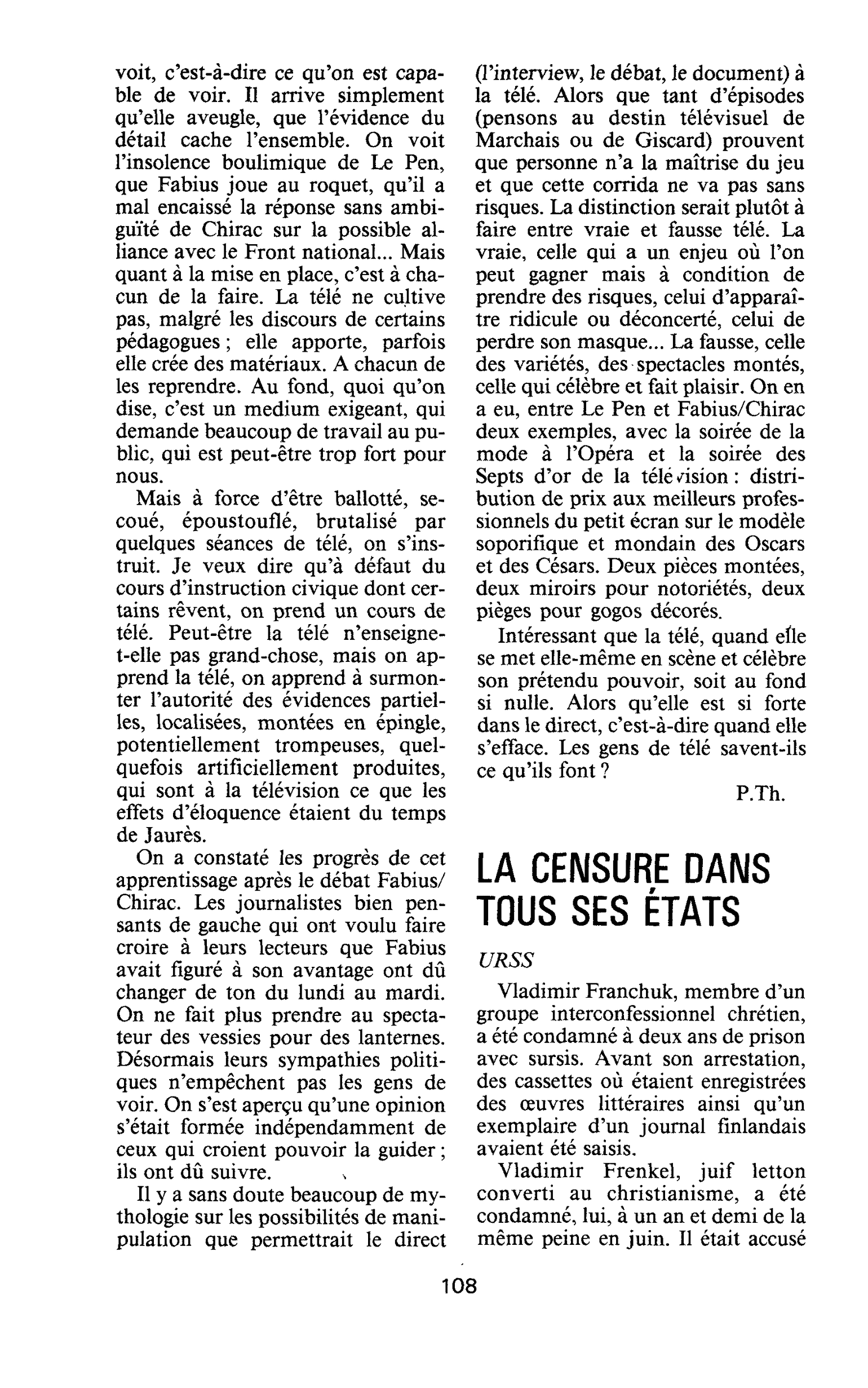 LA CENSURE DANS TOUS SES ÉTATS