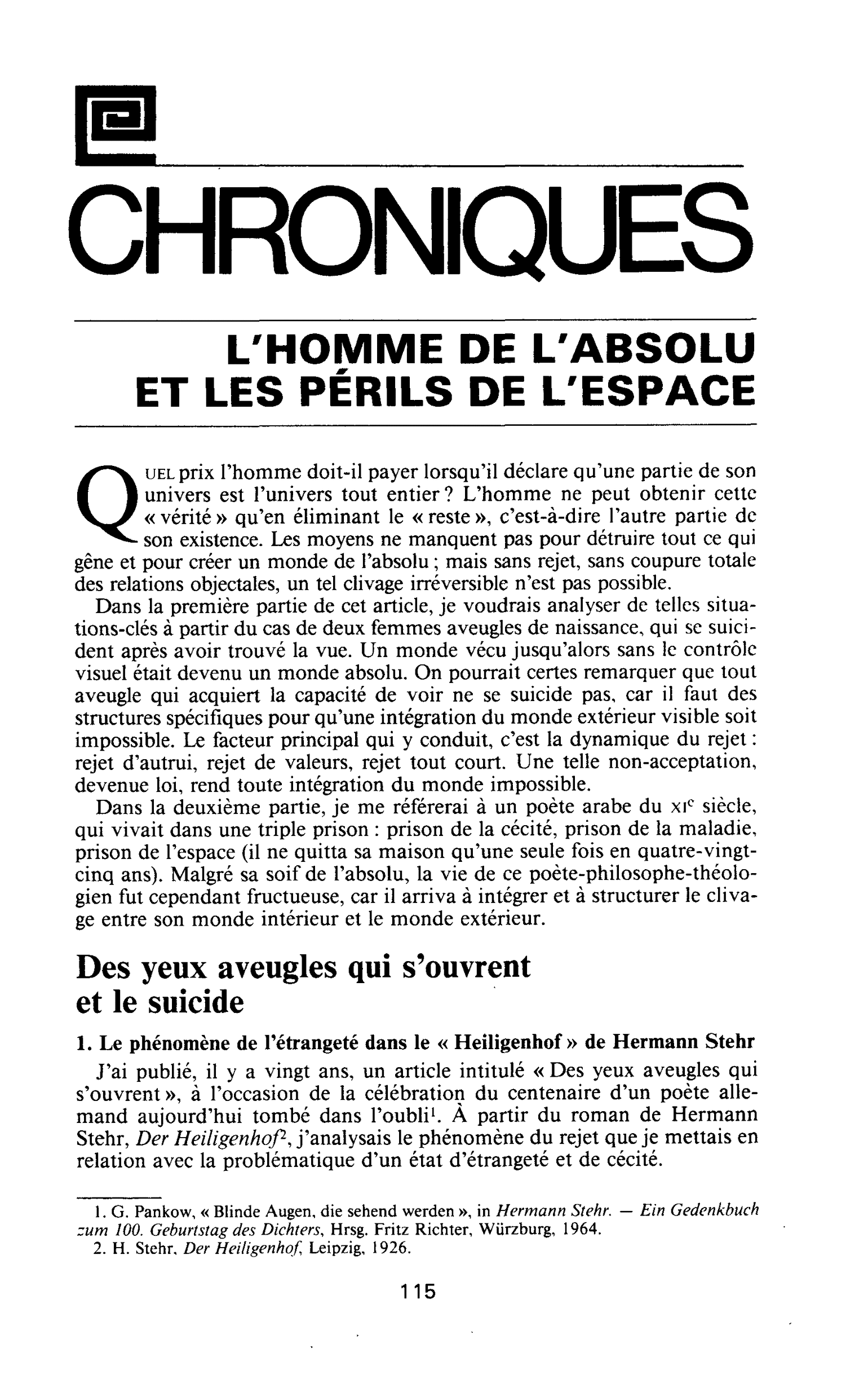 L’HOMME DE L’ABSOLU ET LES PÉRILS DE L’ESPACE