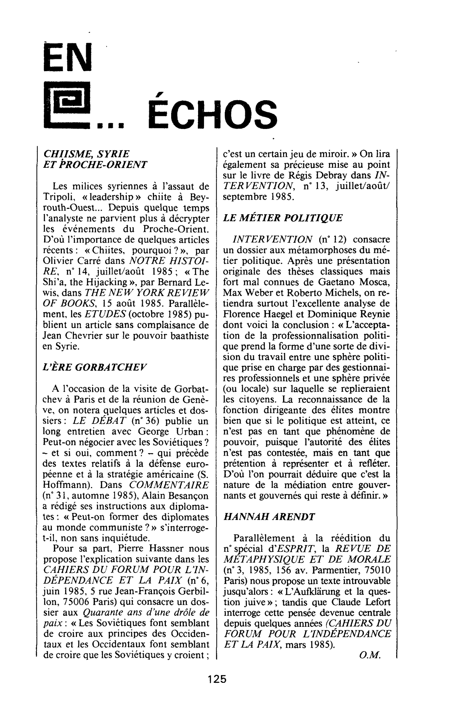 LE MÉTIER POLITIQUE