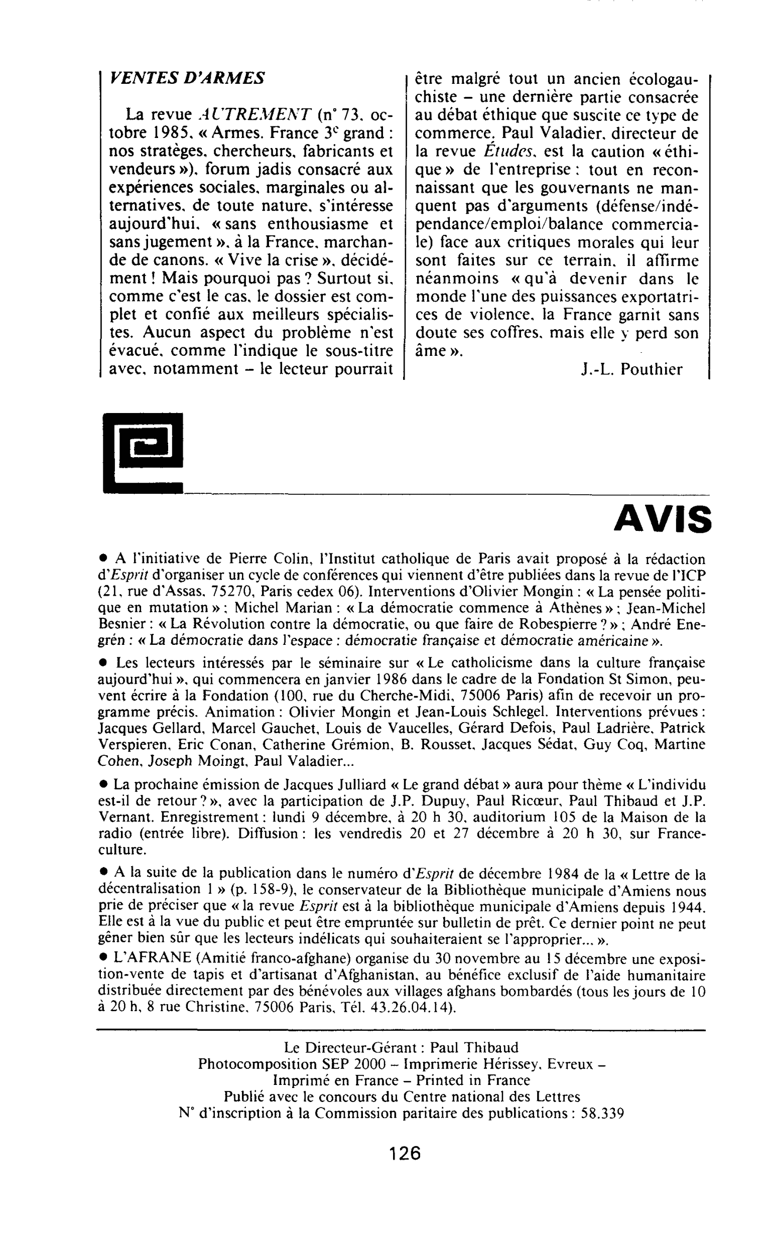 VENTES D’ARMES