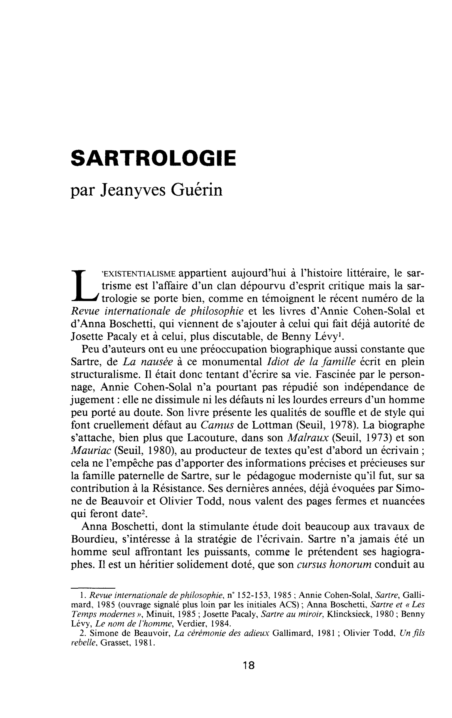 SARTROLOGIE