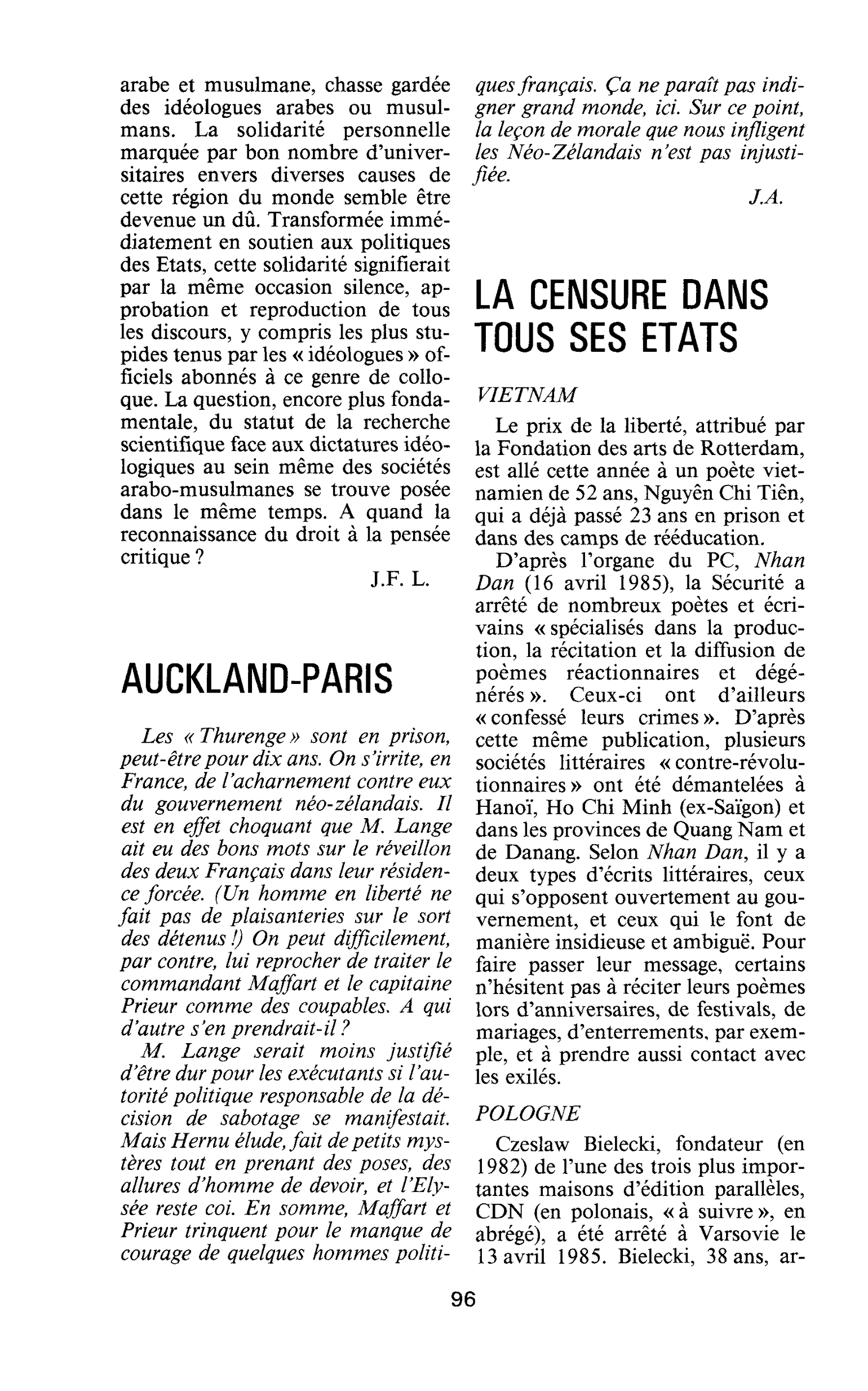 LA CENSURE DANS TOUS SES ETATS