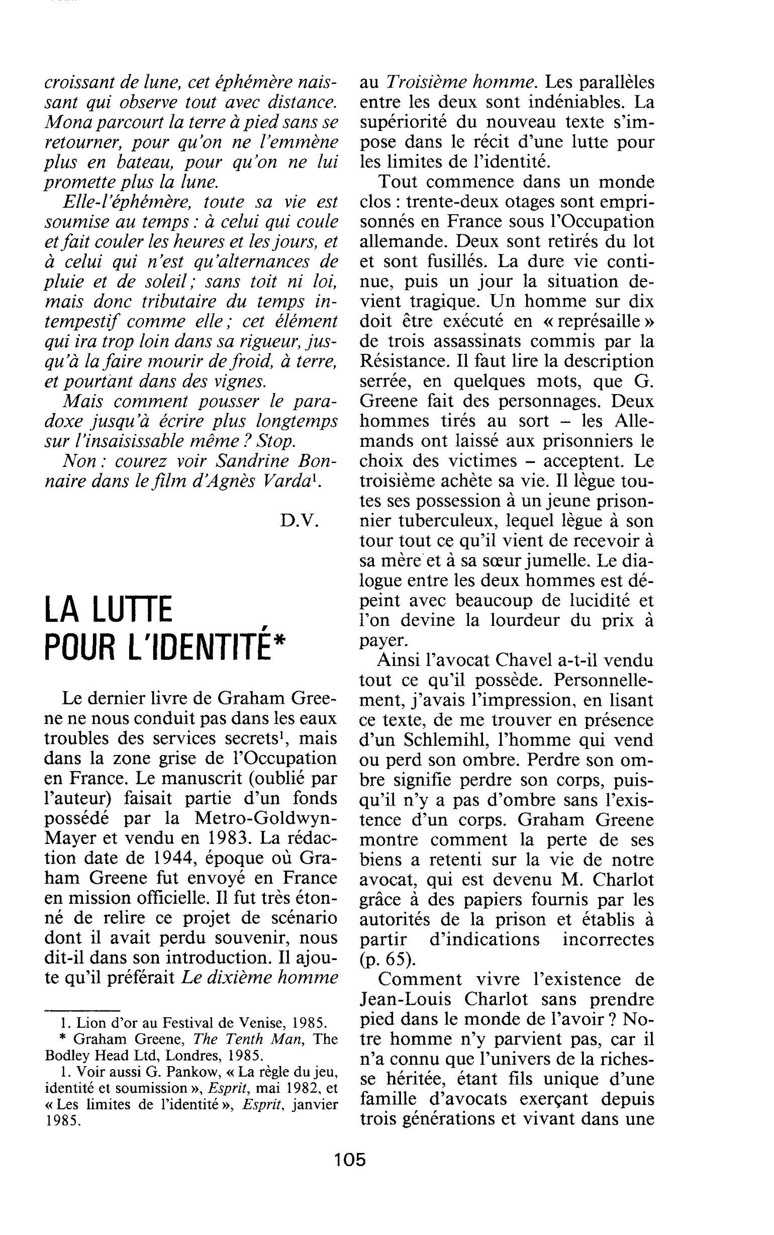 LA LUTTE POUR L’IDENTITÉ