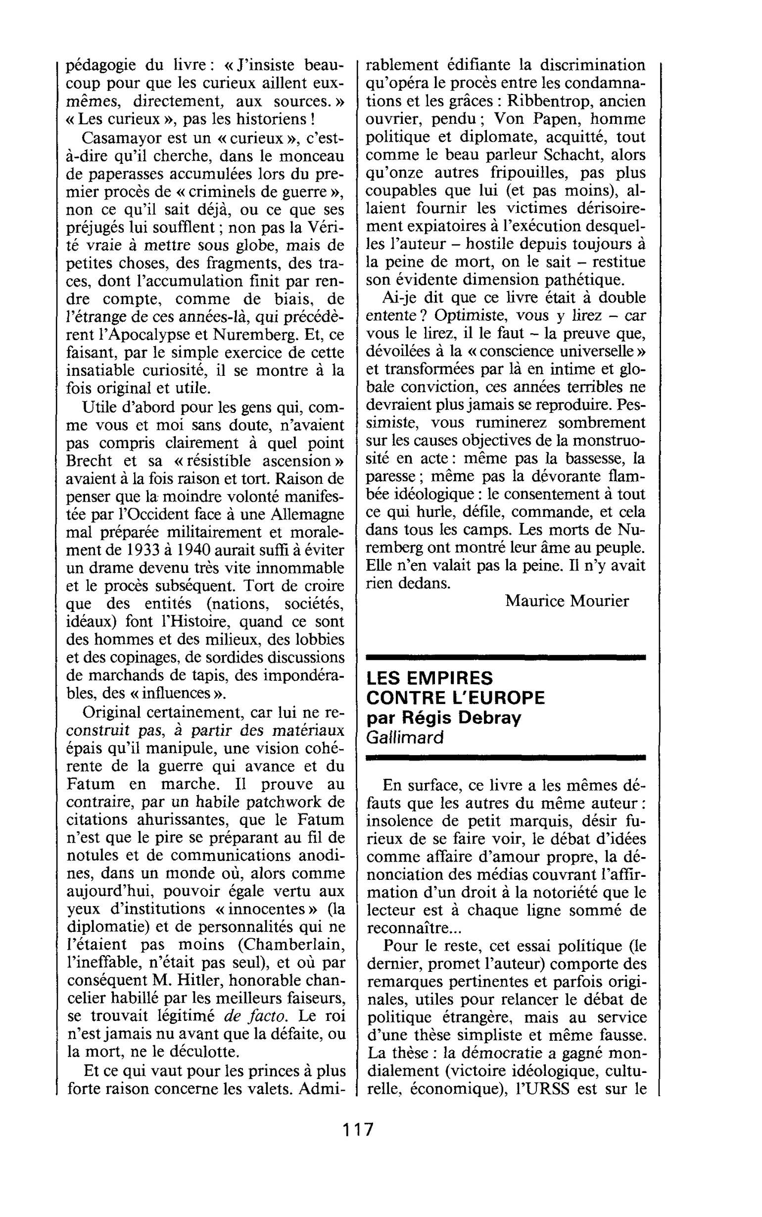 LES EMPIRES CONTRE L’EUROPE par Régis Debray