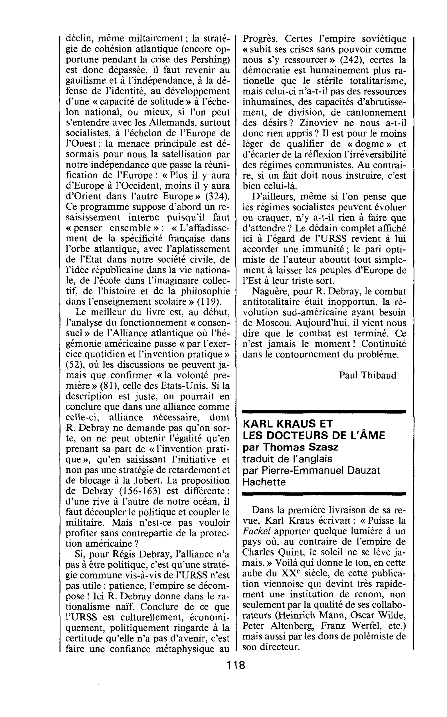 KARL KRAUS ET LES DOCTEURS DE L’ÂME par Thomas Szasz