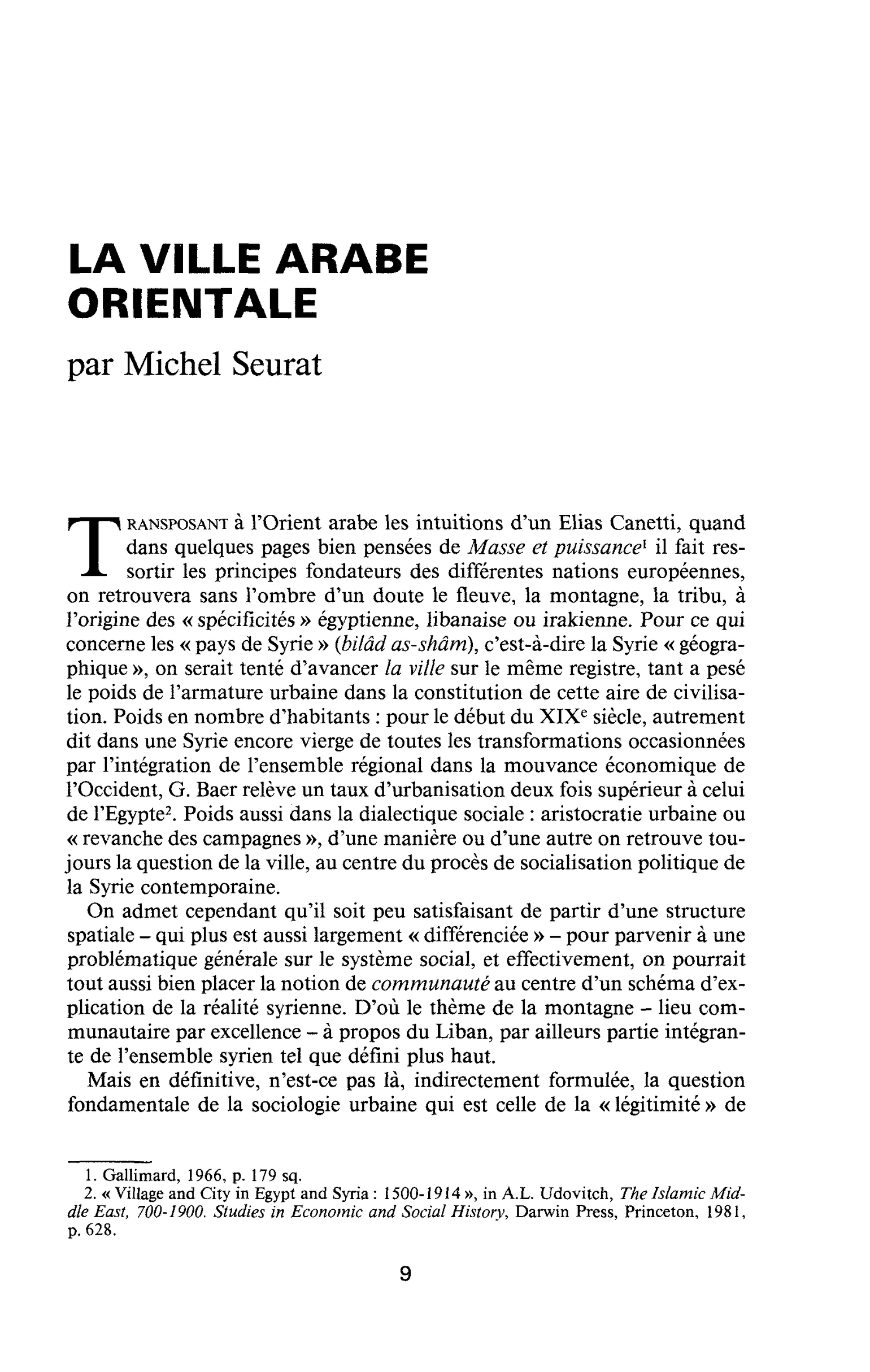 LA VILLE ARABE ORIENTALE
