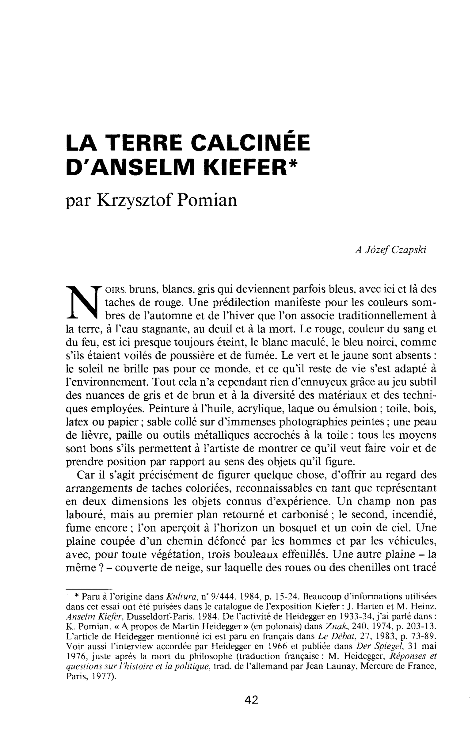 LA TERRE CALCINÉE D’ANSELM KIEFER