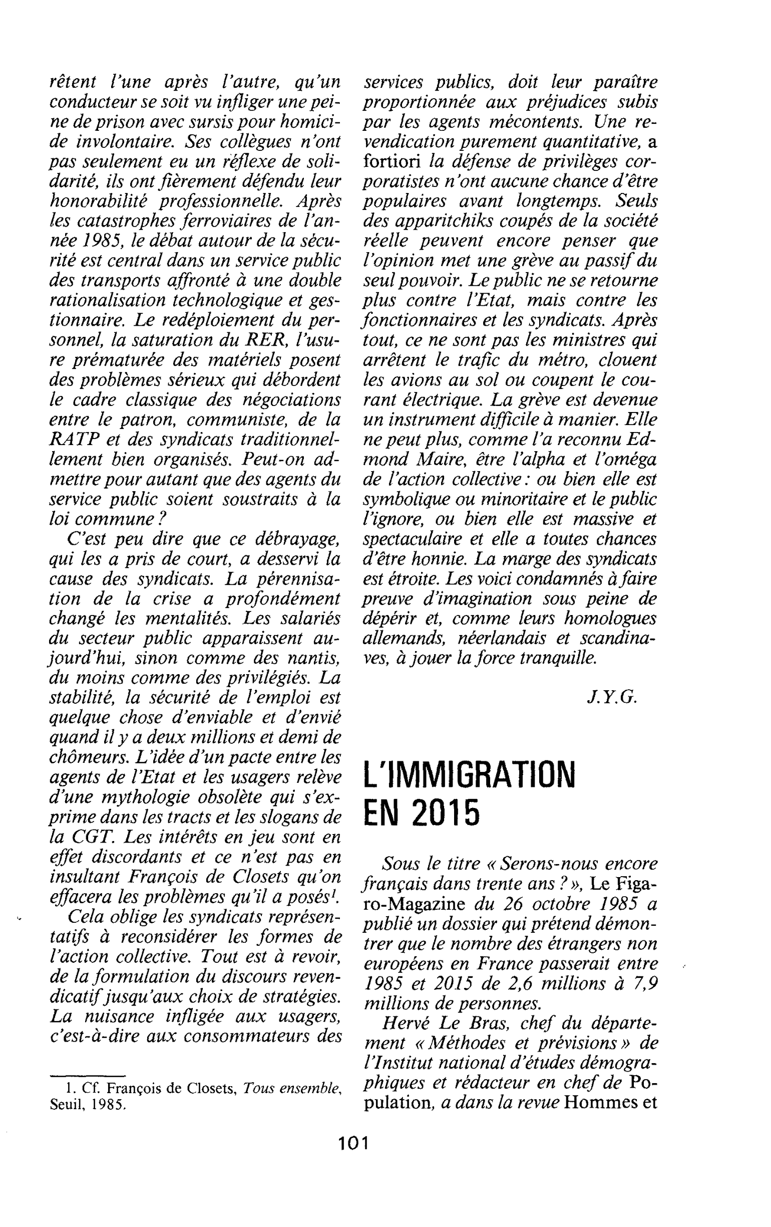 L’IMMIGRATION EN 2015