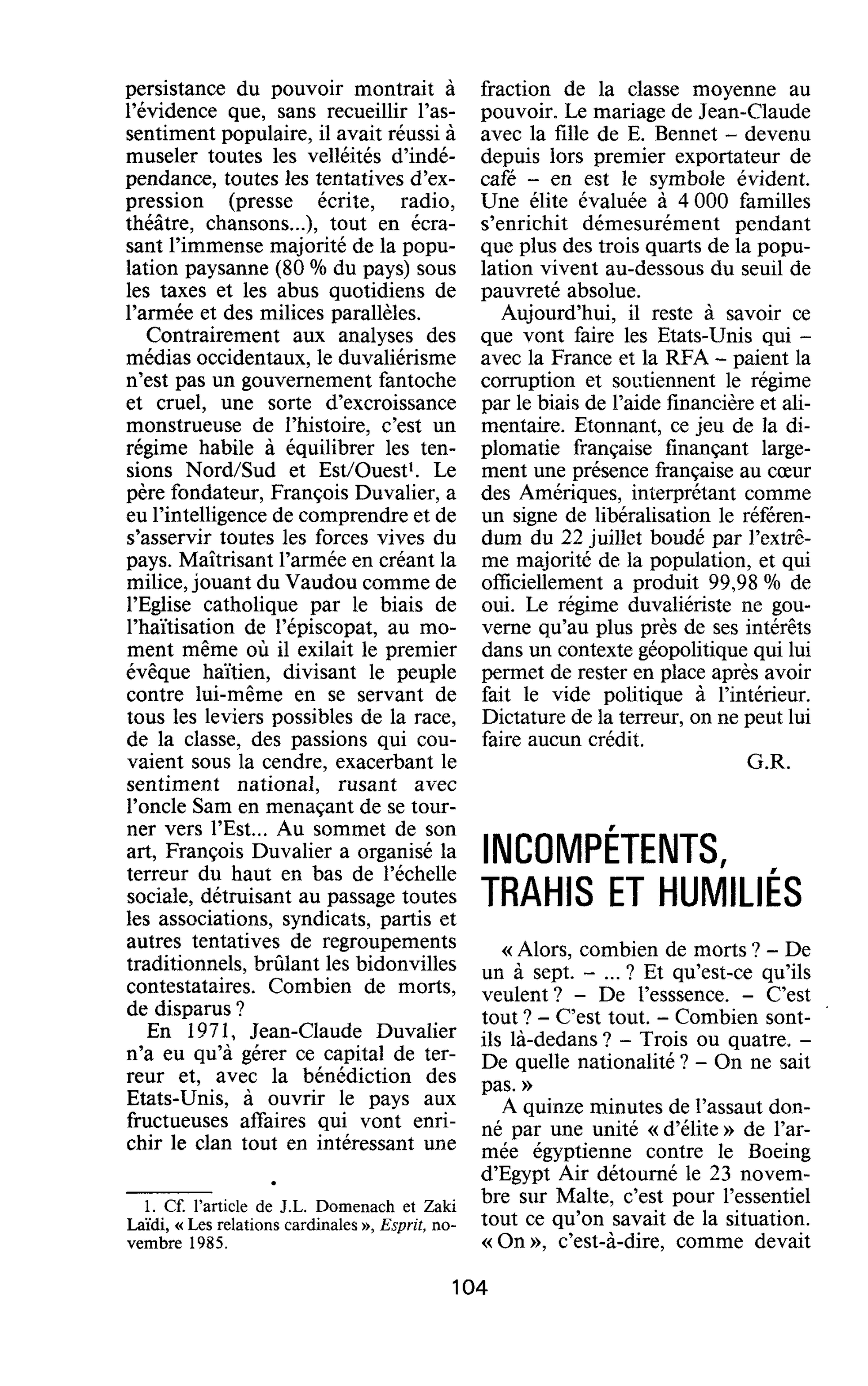 INCOMPÉTENTS, TRAHIS ET HUMILIÉS