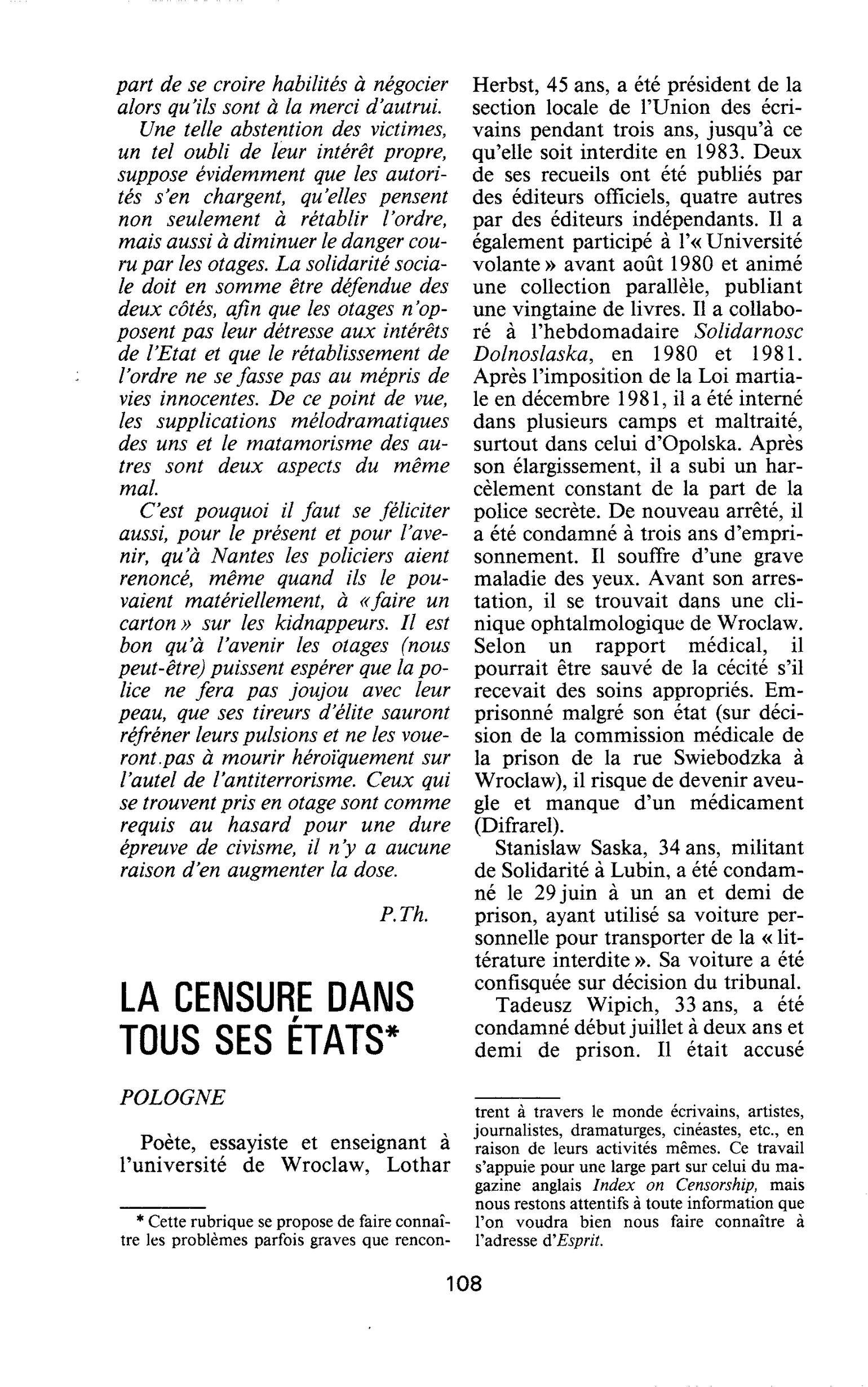 LA CENSURE DANS TOUS SES ÉTATS