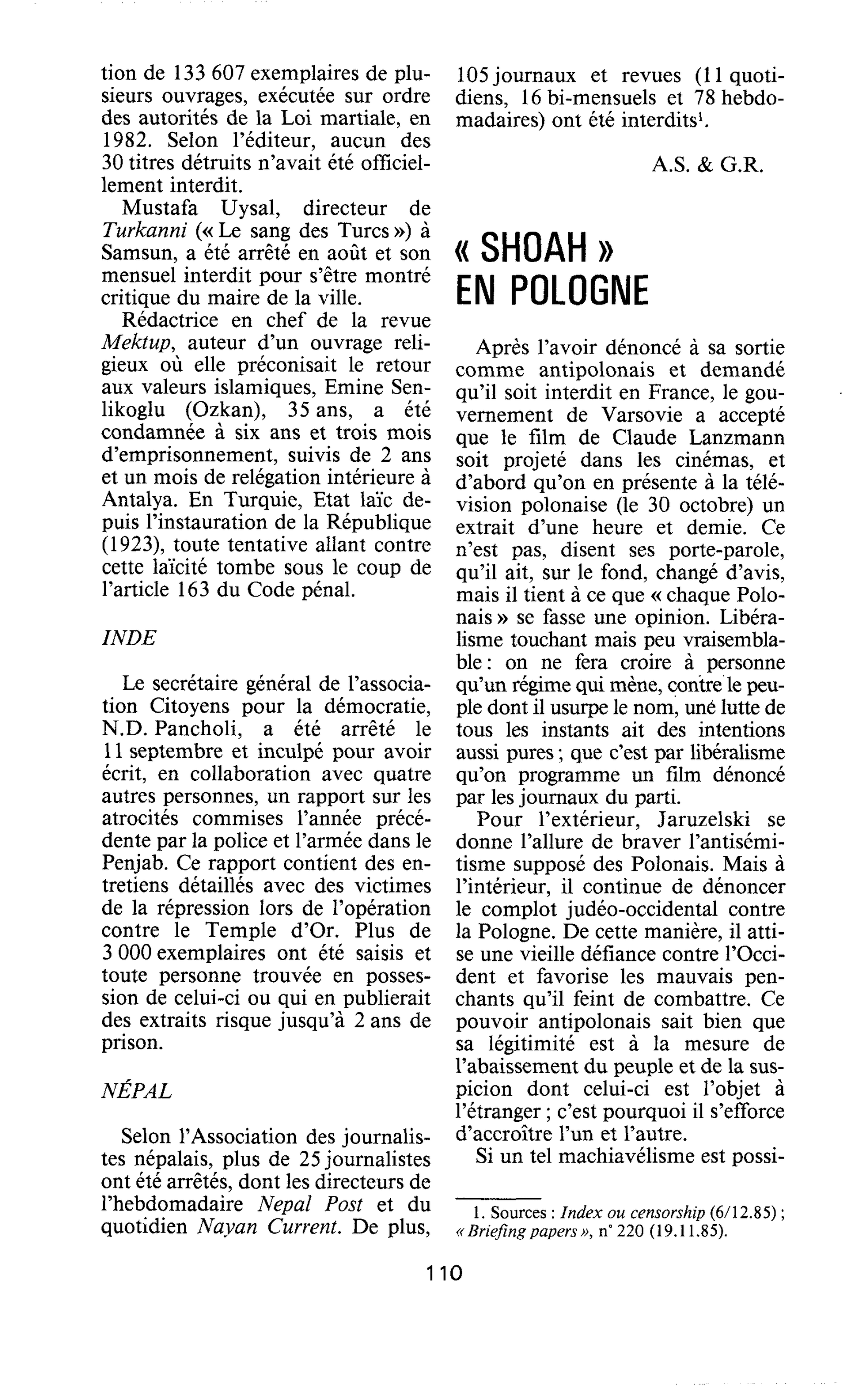 « SHOAH » EN POLOGNE