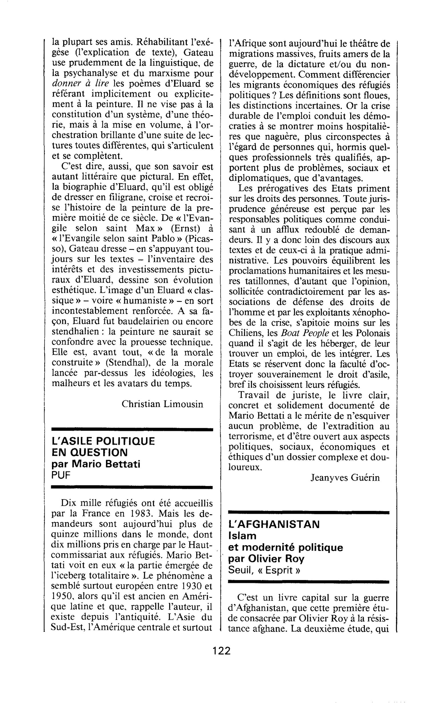 L’AFGHANISTAN. Islam et modernité politique par Olivier Roy