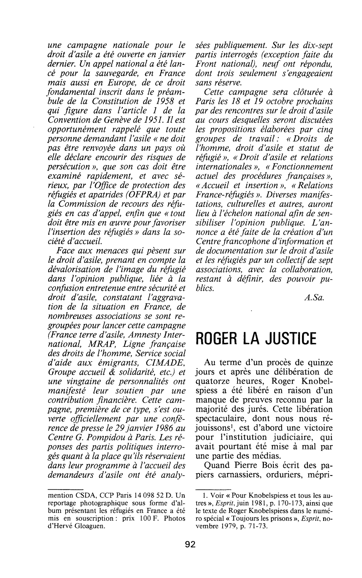 ROGER LA JUSTICE