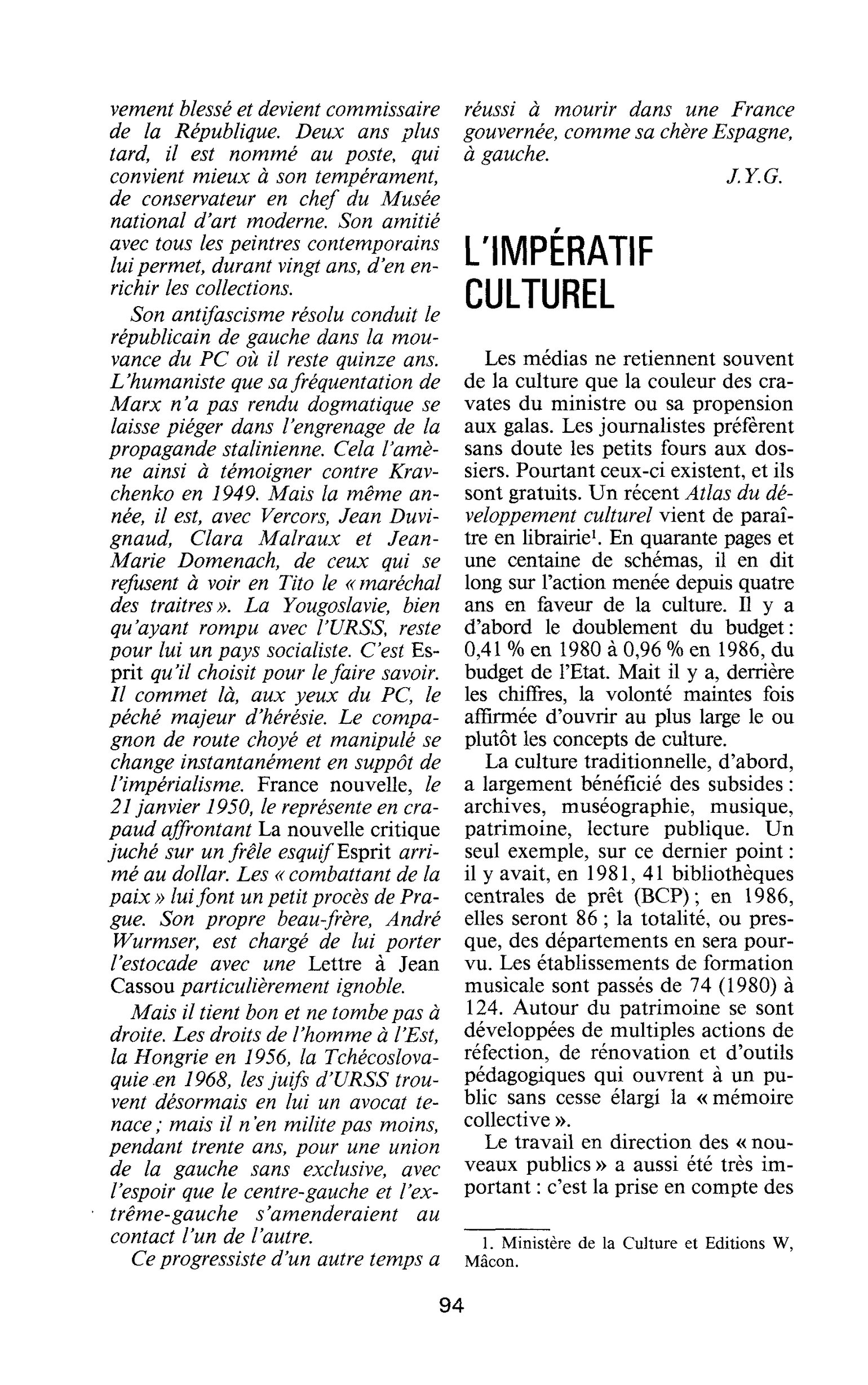 L’IMPERATIF CULTUREL