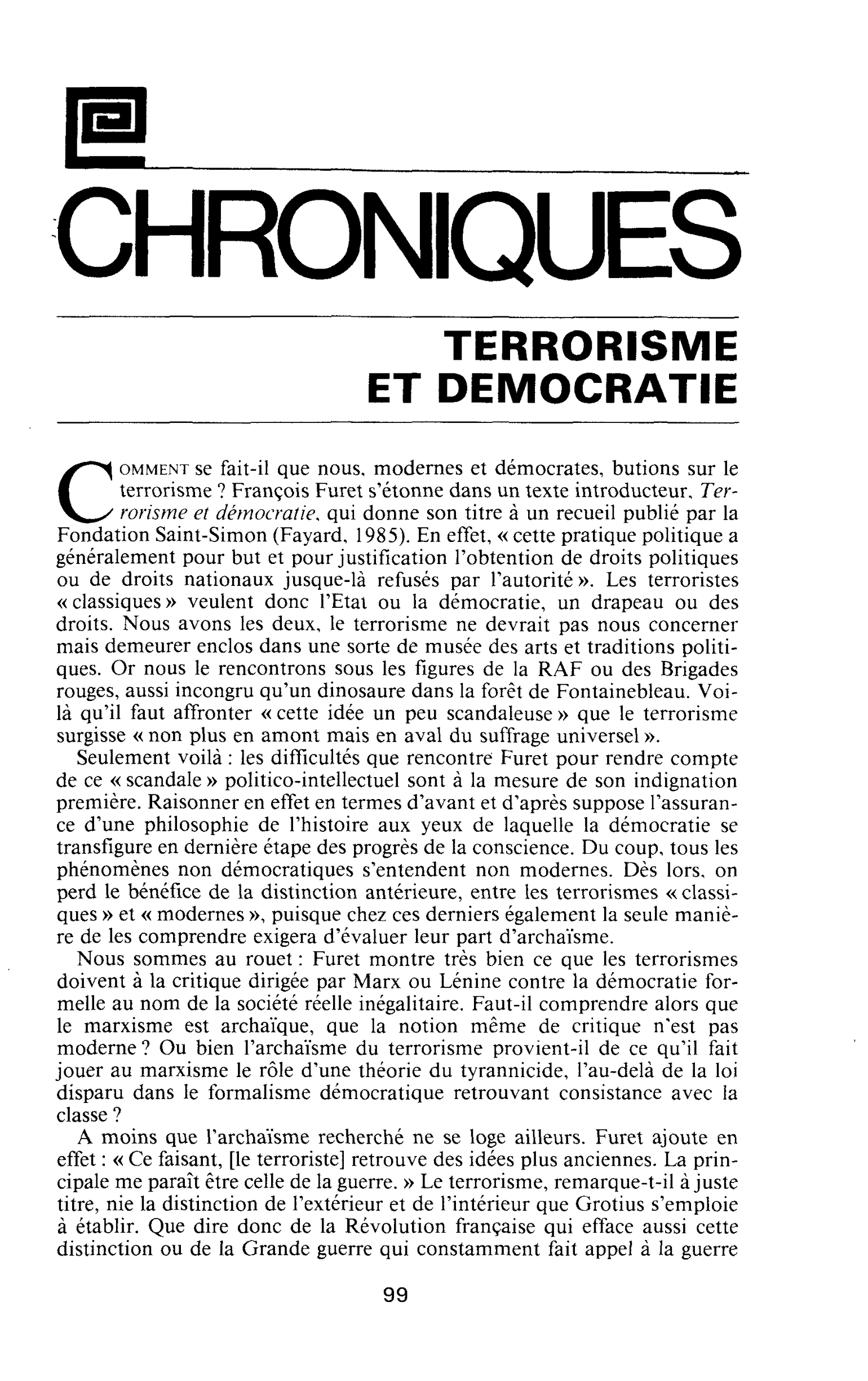 TERRORISME ET DEMOCRATIE