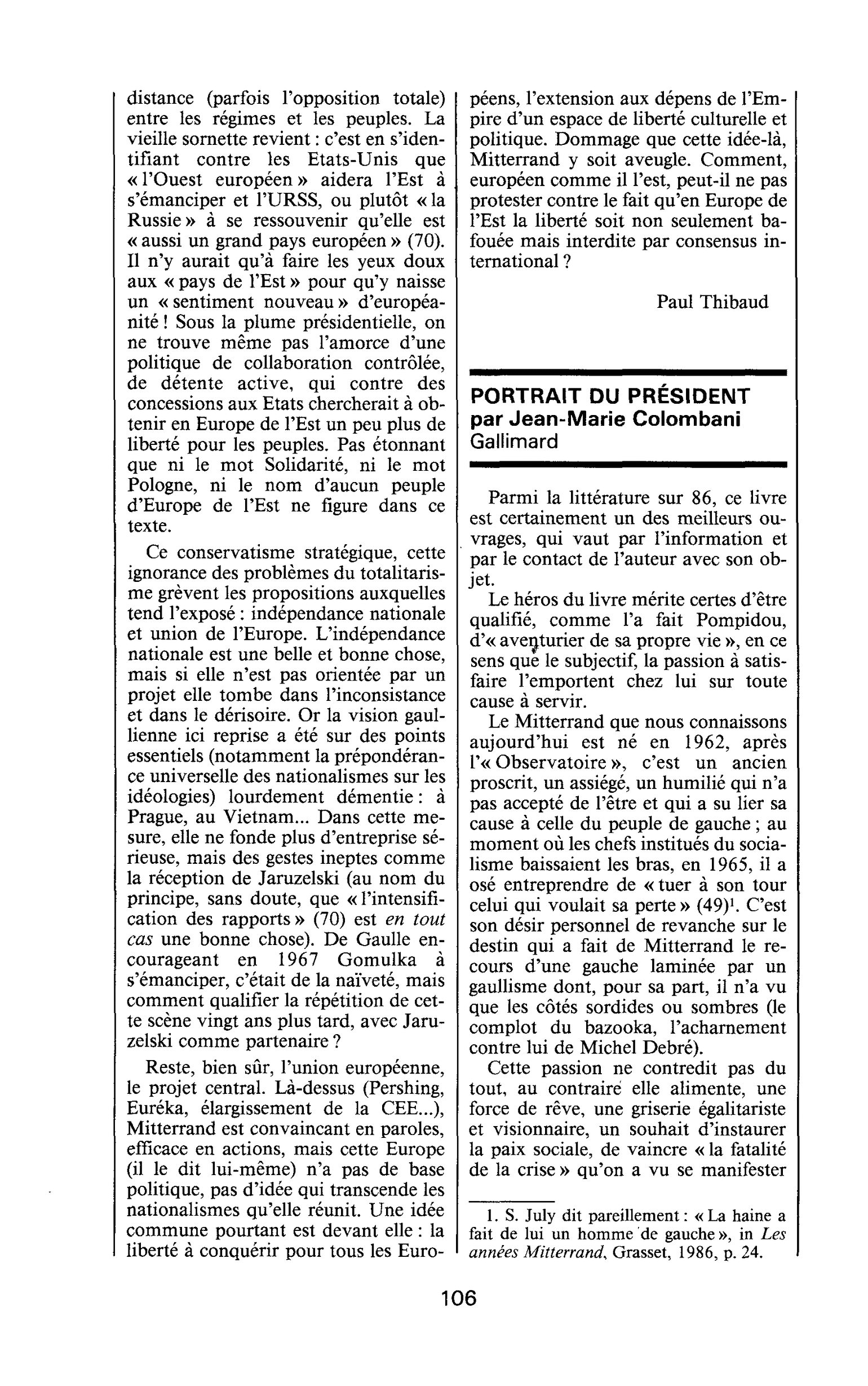 PORTRAIT DU PRÉSIDENT par Jean-Marie Colombani
