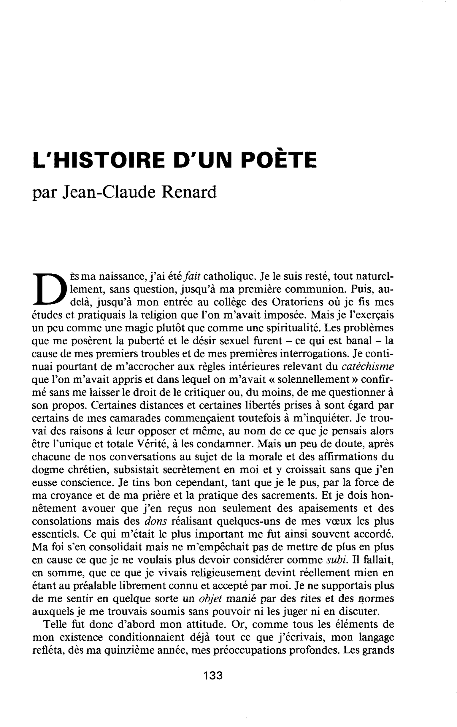 L’HISTOIRE D’UN POÈTE