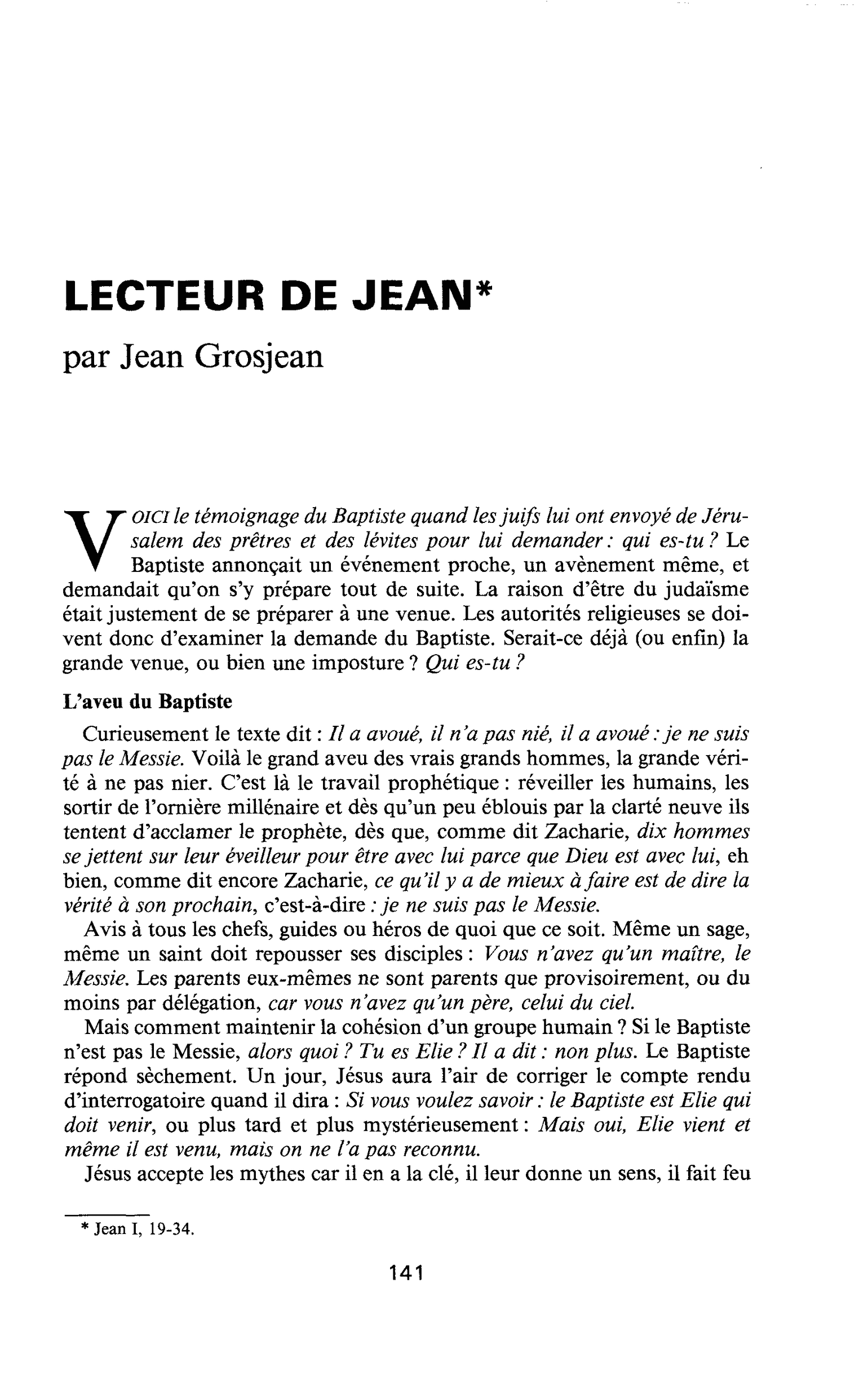 LECTEUR DE JEAN