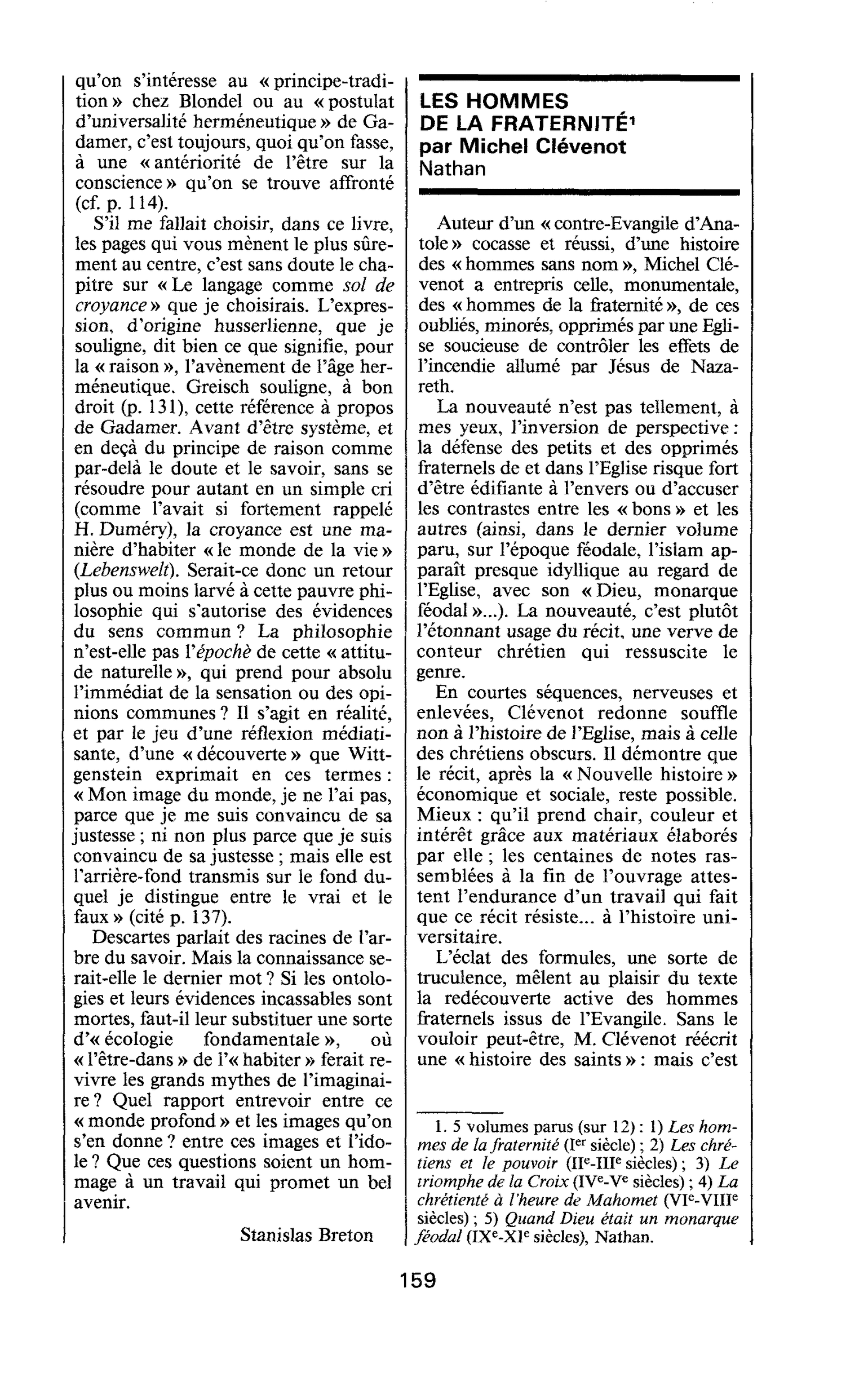 LES HOMMES DE LA FRATERNITÉ par Michel Clévenot