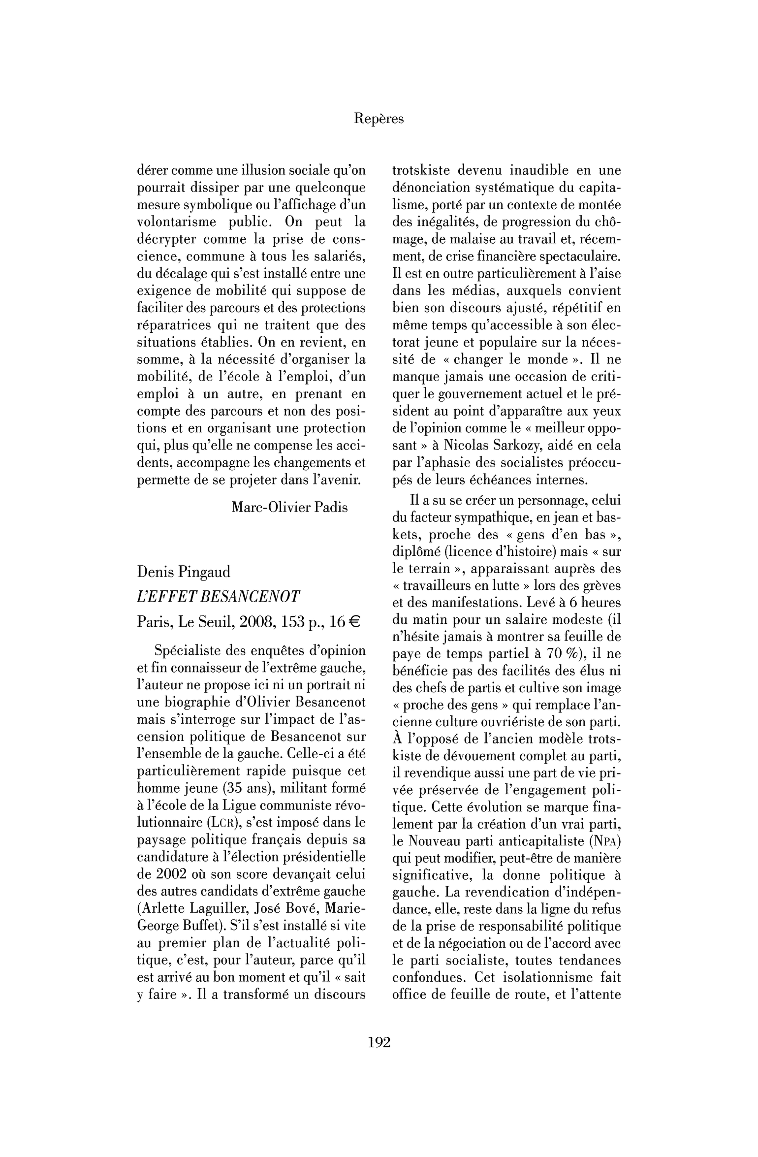Denis Pingaud : l’Effet Besancenot