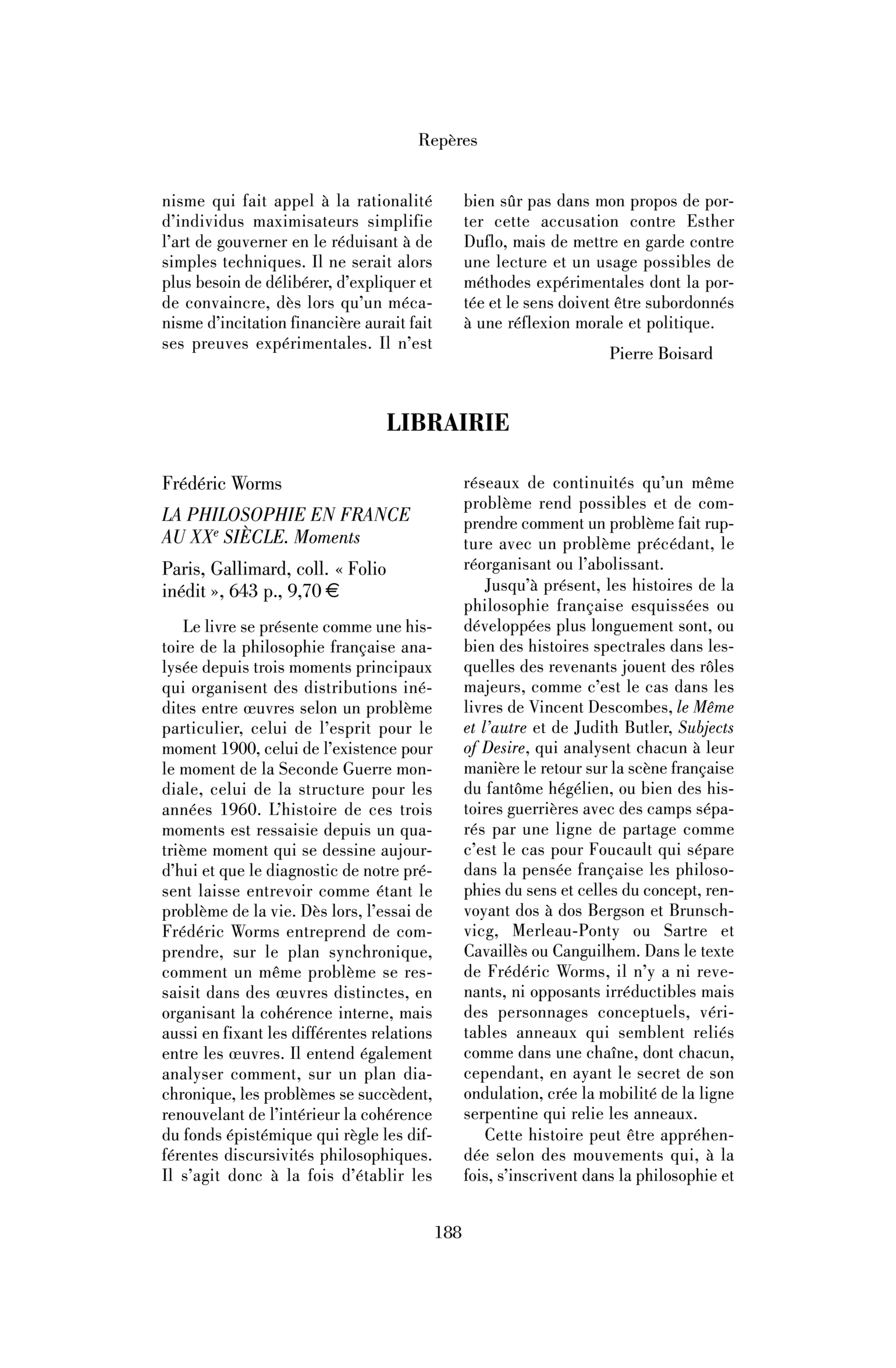 Frédéric Worms: la Philosophie en France au XXe siècle. Moments