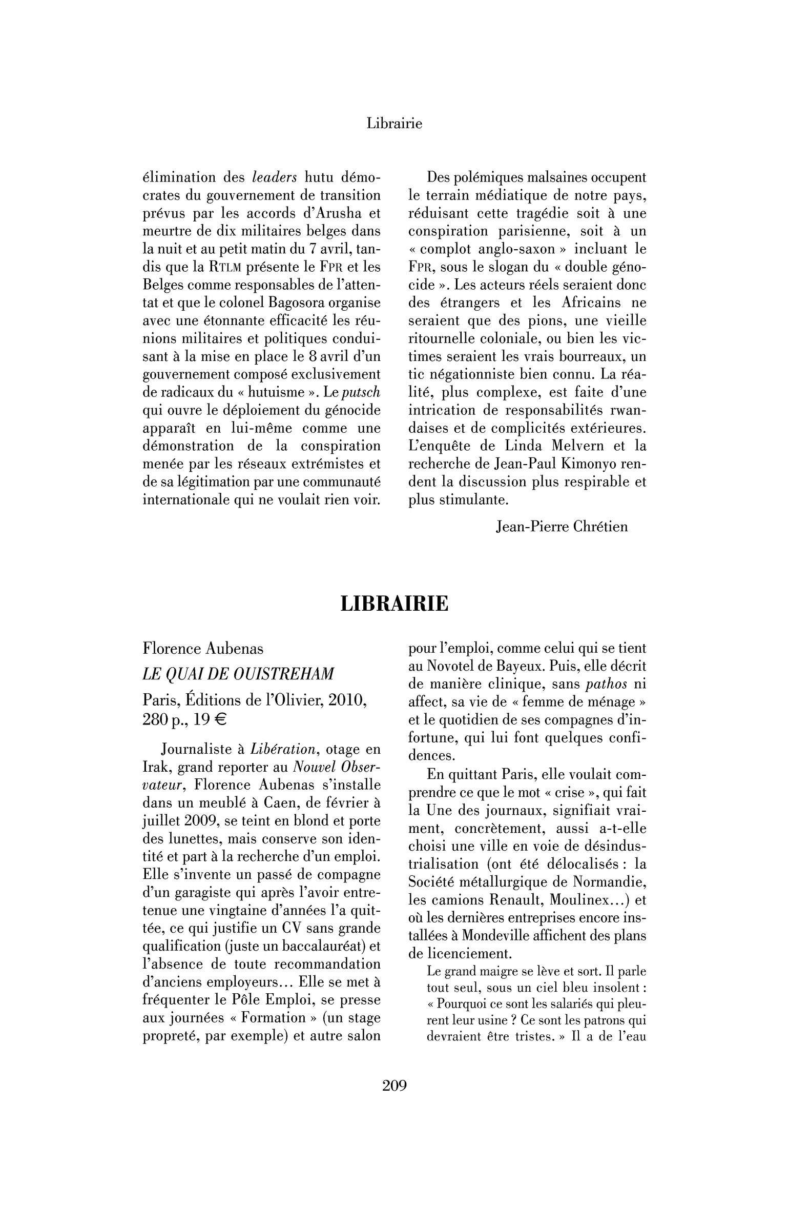 Florence Aubenas: le Quai de Ouistreham